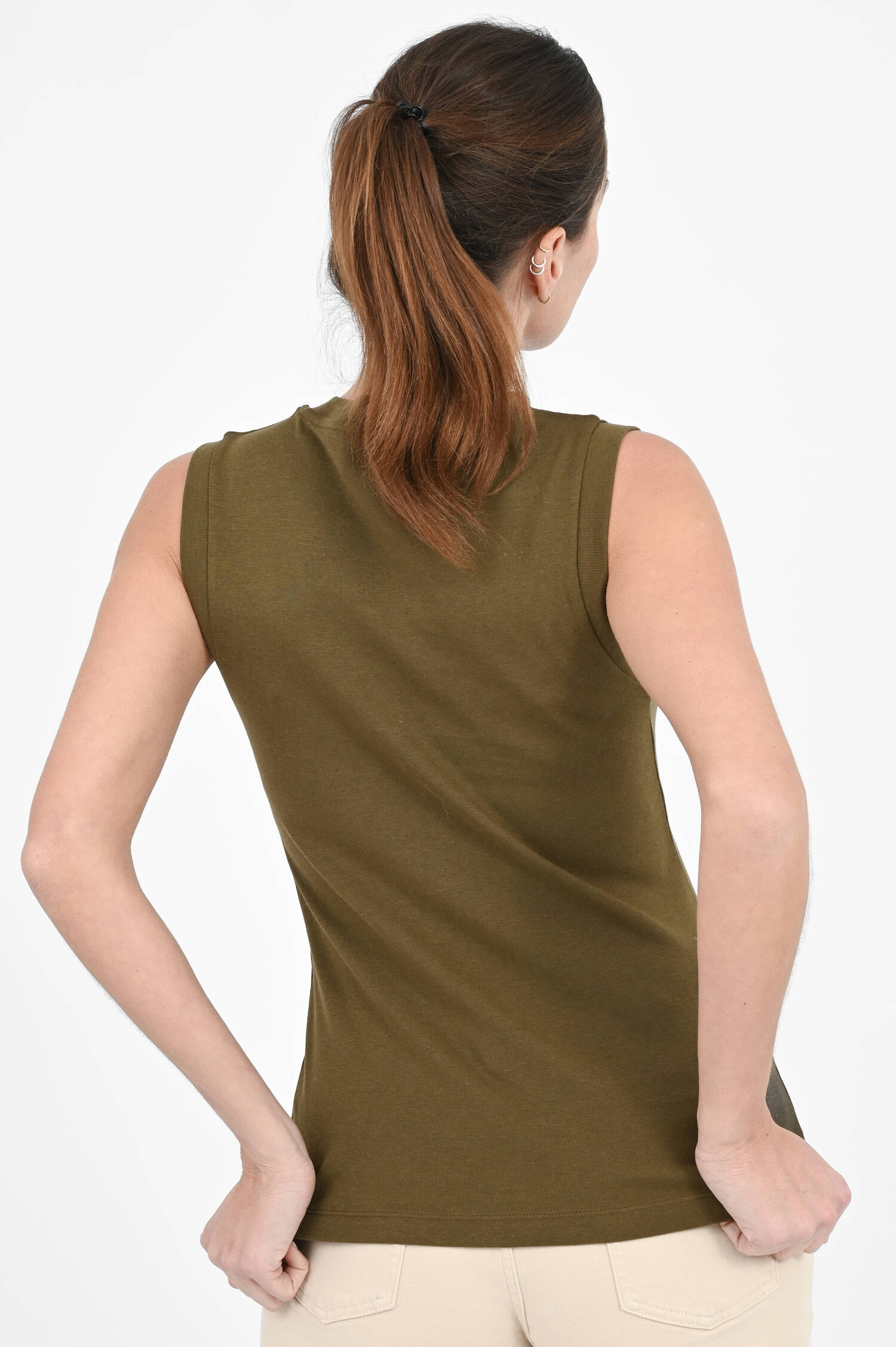 Tanktop mit Rundhalsausschnitt in Deep Oliv