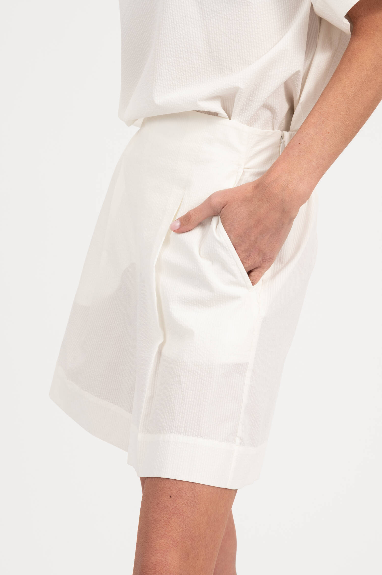 Seersucker Shorts BALTA in Weiß