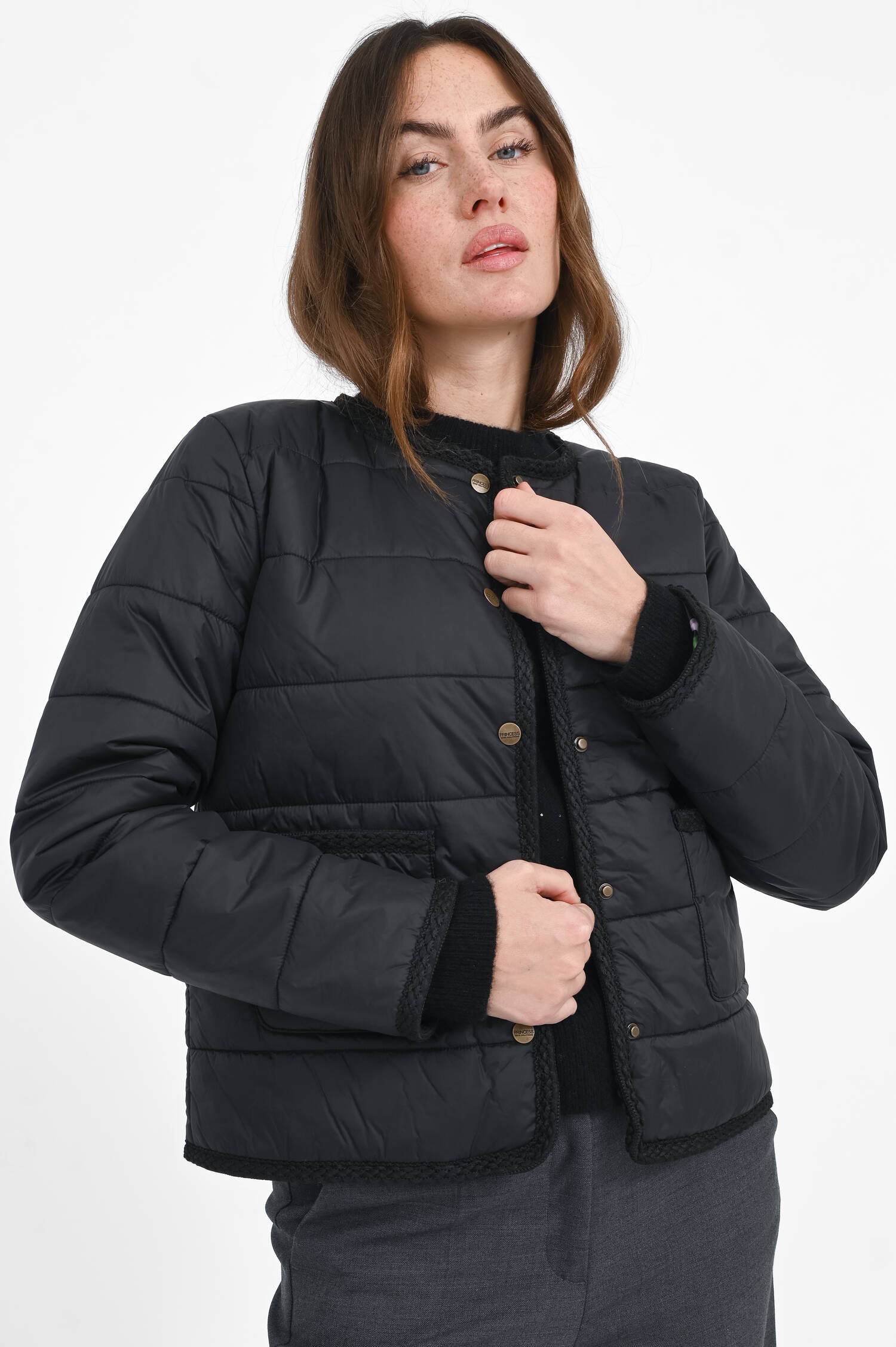 Jacke mit Stick-Details in Schwarz Jacke mit Stick-Details in Schwarz