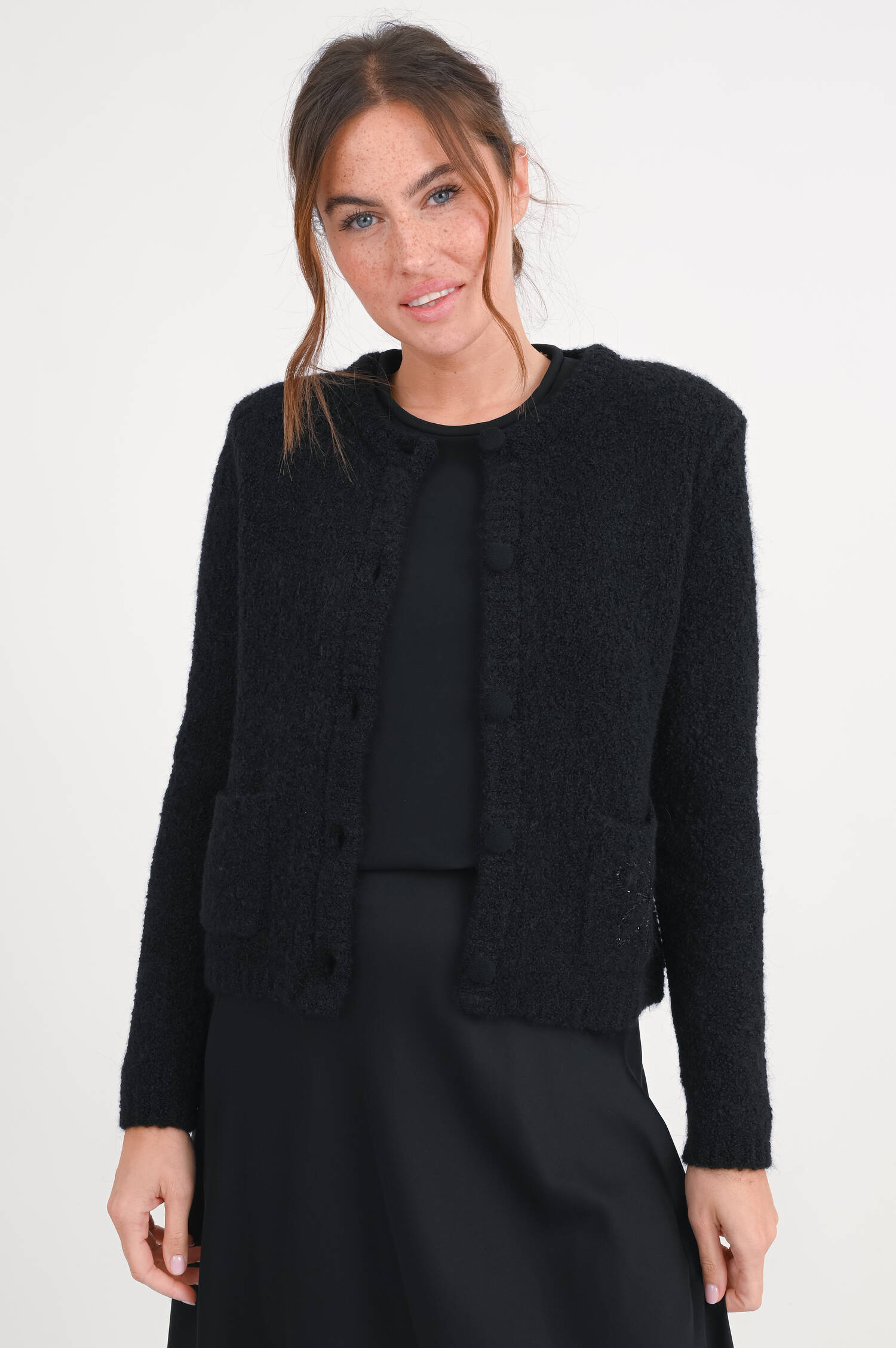 Strickweste aus Alpaka-Mix in Schwarz