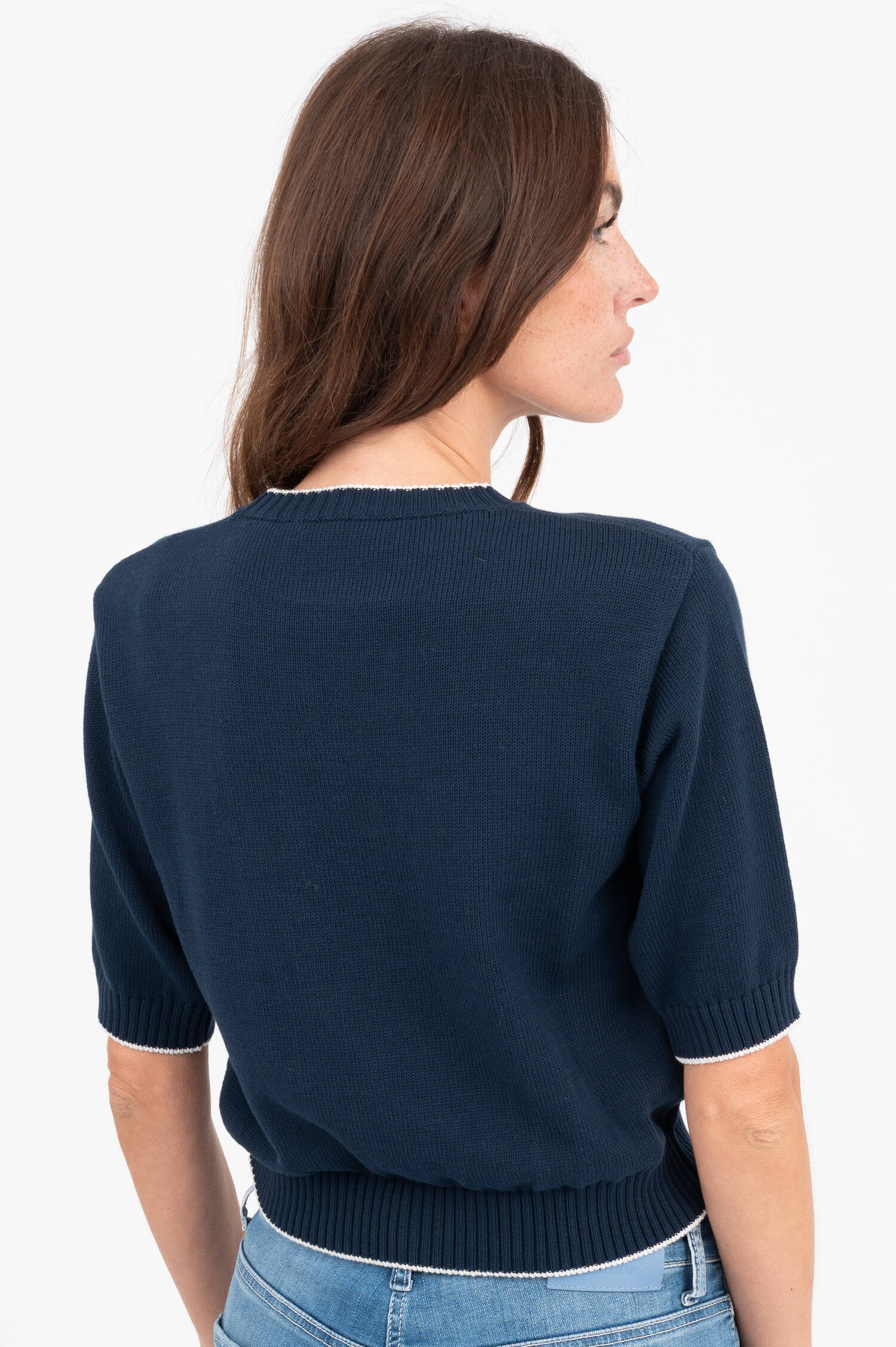 Kurzarm Strickpullover FIACRE in Navy Kurzarm Strickpullover FIACRE in Navy