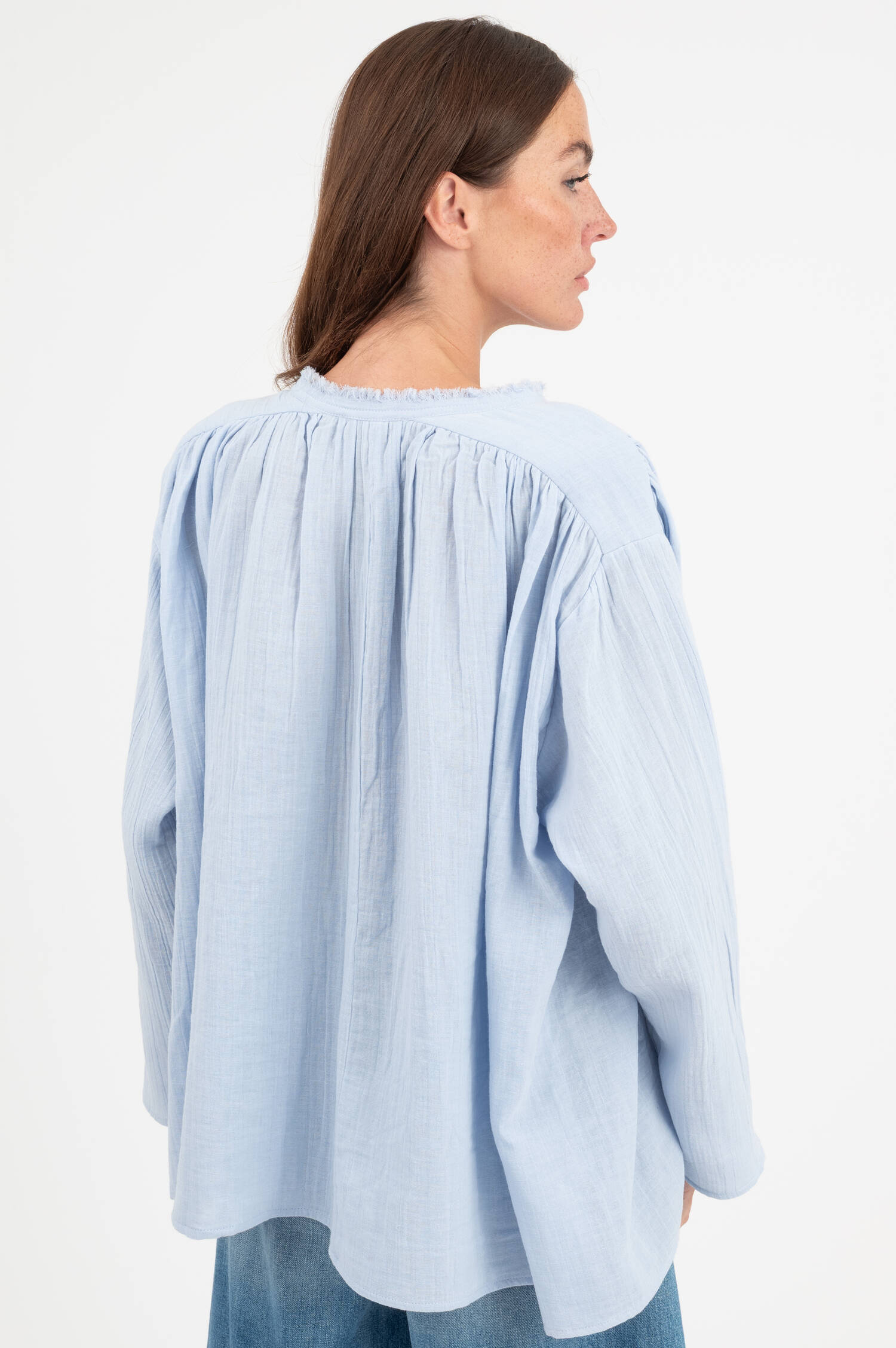 Musselin Bluse SENCHA in Hellblau