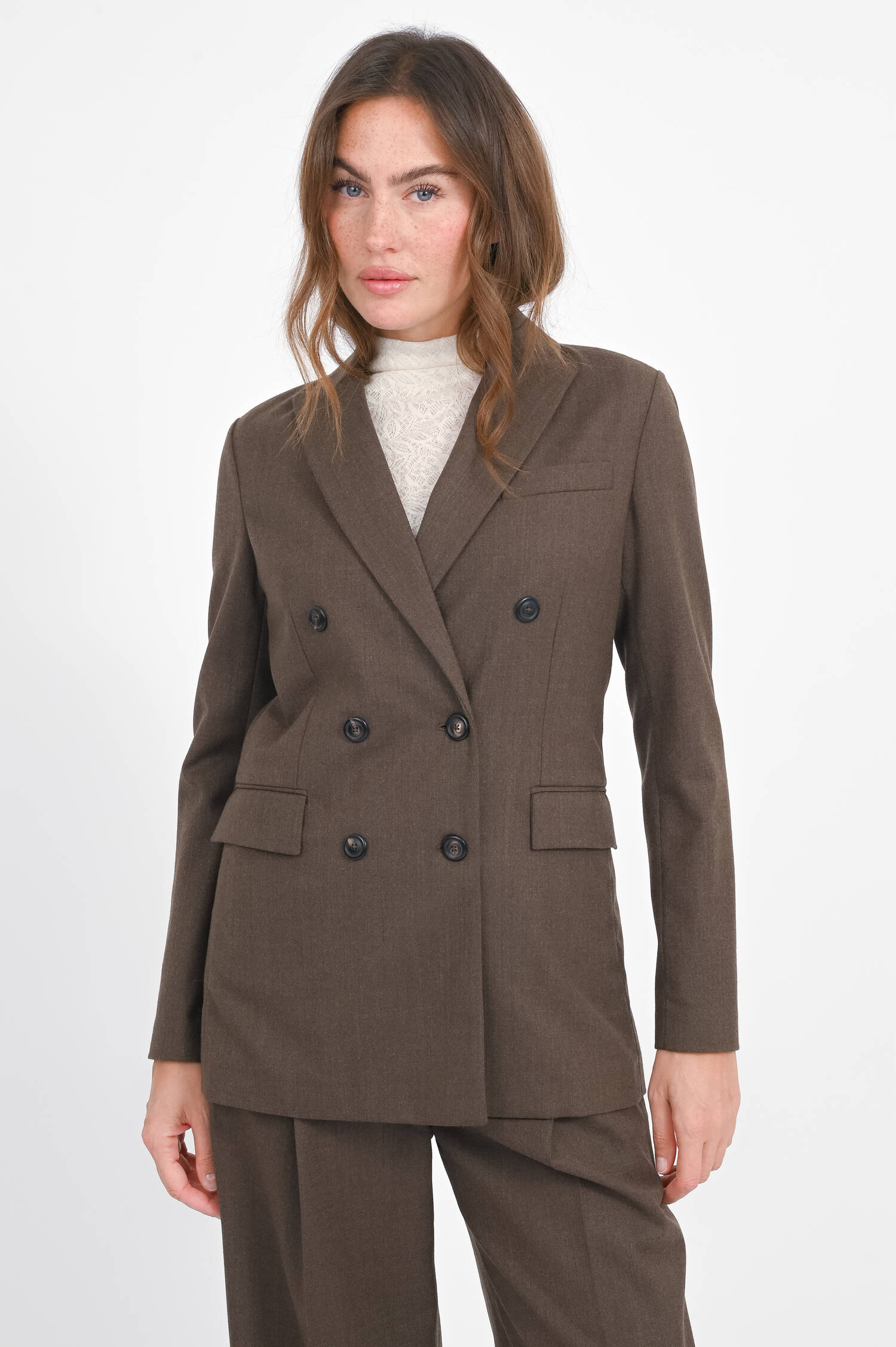 Doppelreihiger Blazer in Kaffee meliert Doppelreihiger Blazer in Kaffee meliert