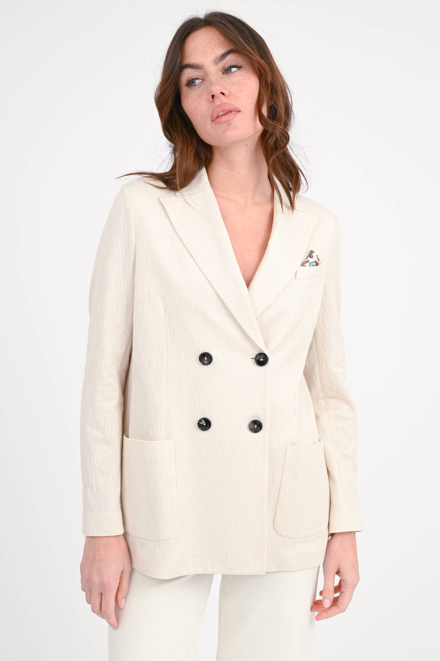  Doppelreihiger Blazer in Natur