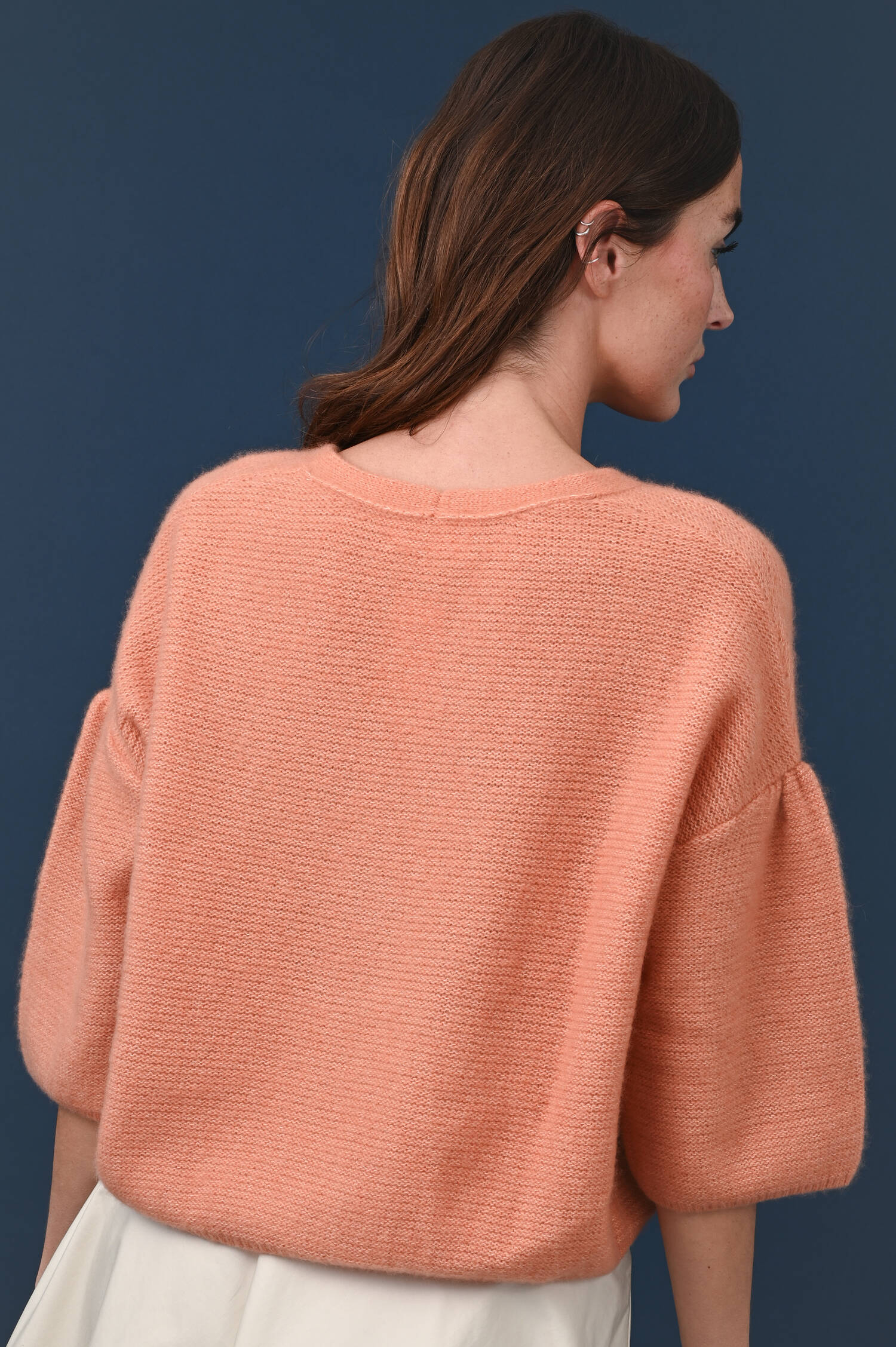 Baumwoll/Cashmere Strickweste in Papaya