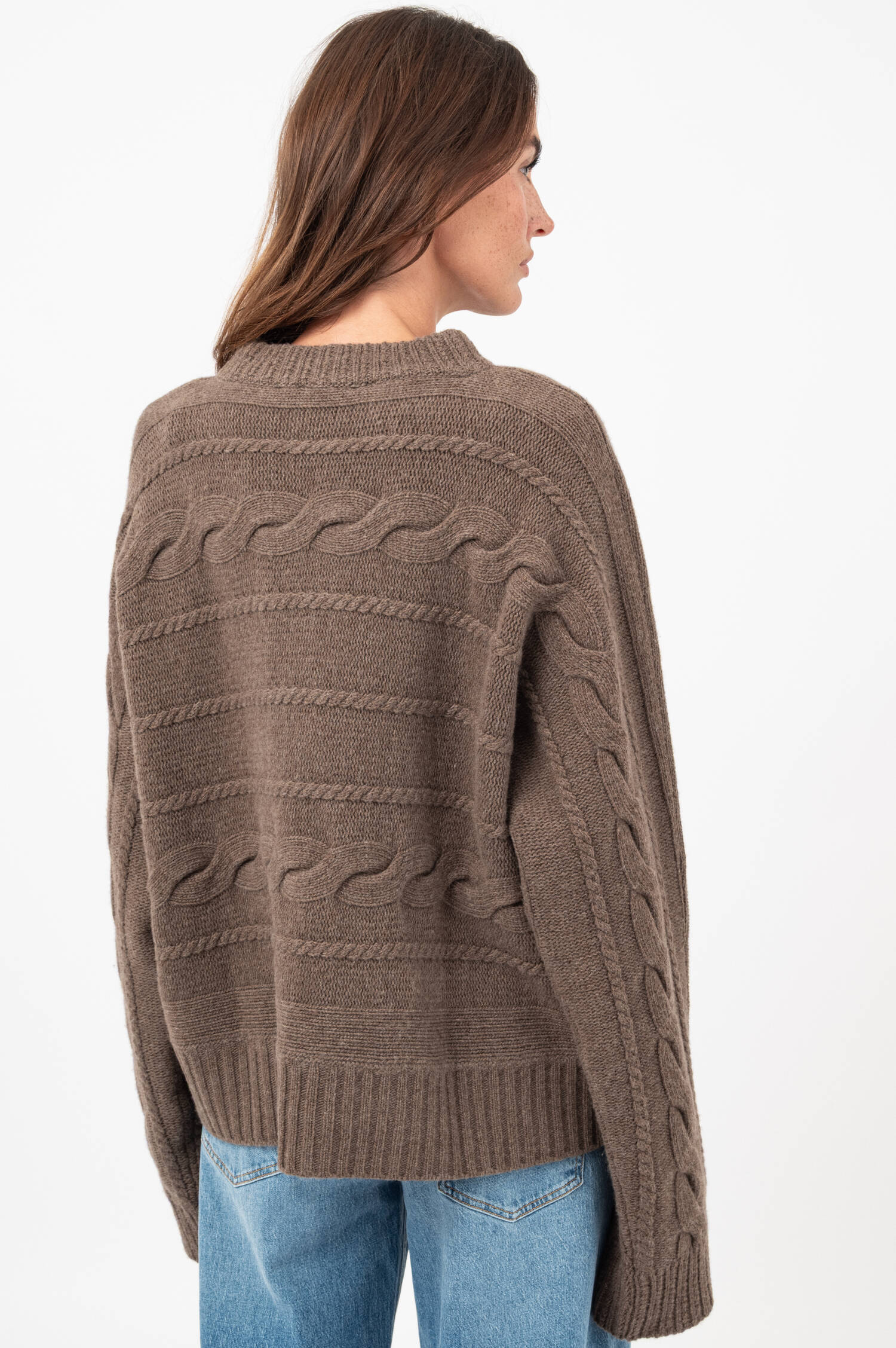 Woll-Zopfstrick-Pullover MAVÉ in Braun Woll-Zopfstrick-Pullover MAVÉ in Braun