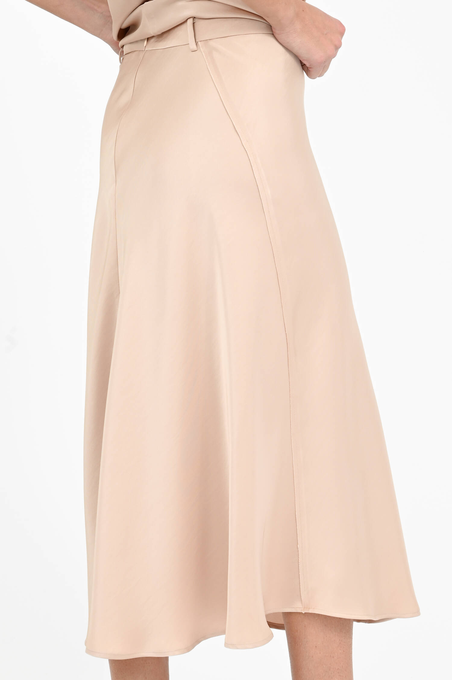 Satin-Rock mit Bund in Rose Quartz