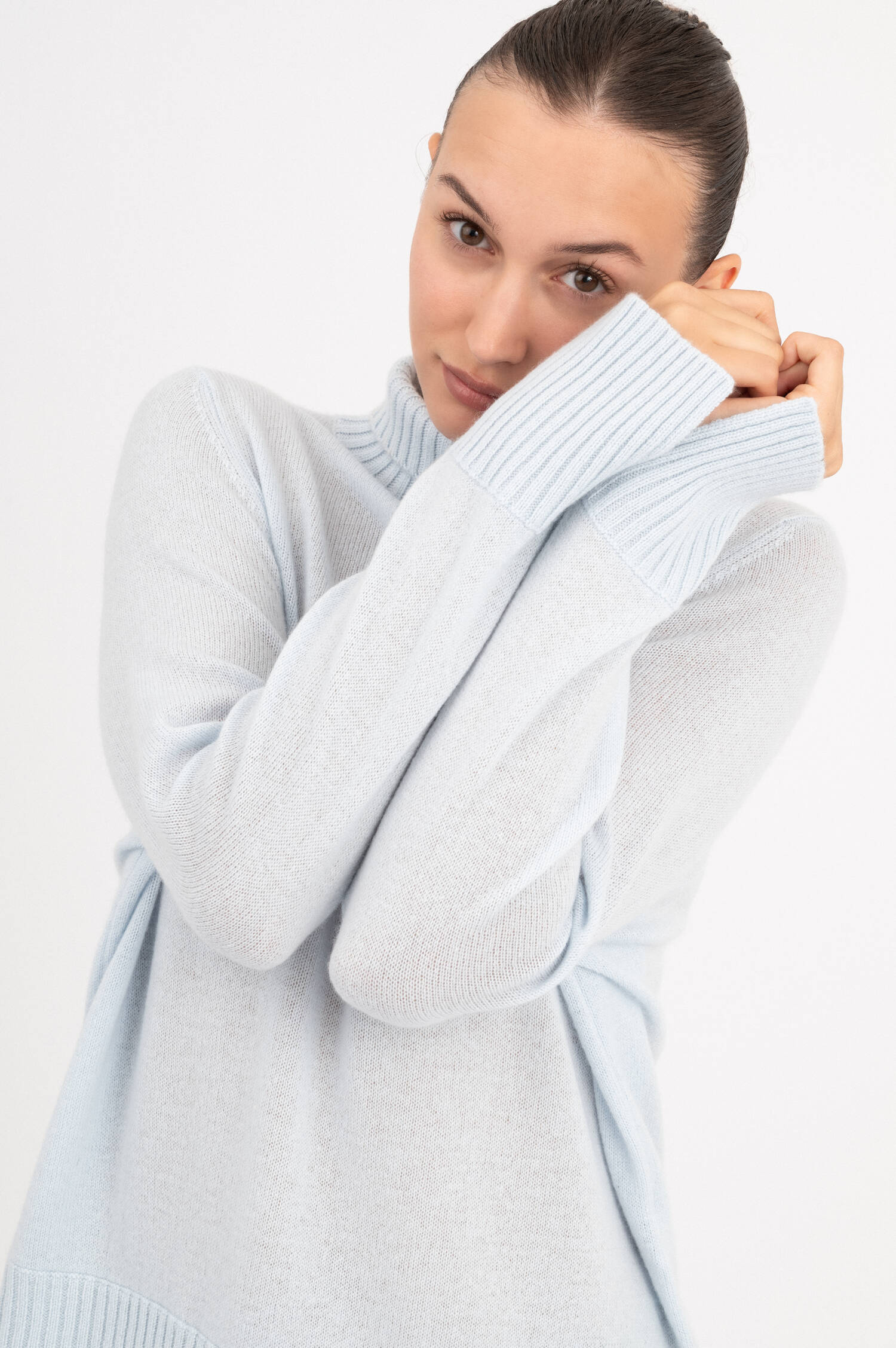 Turtleneck-Pullover in Hellblau
