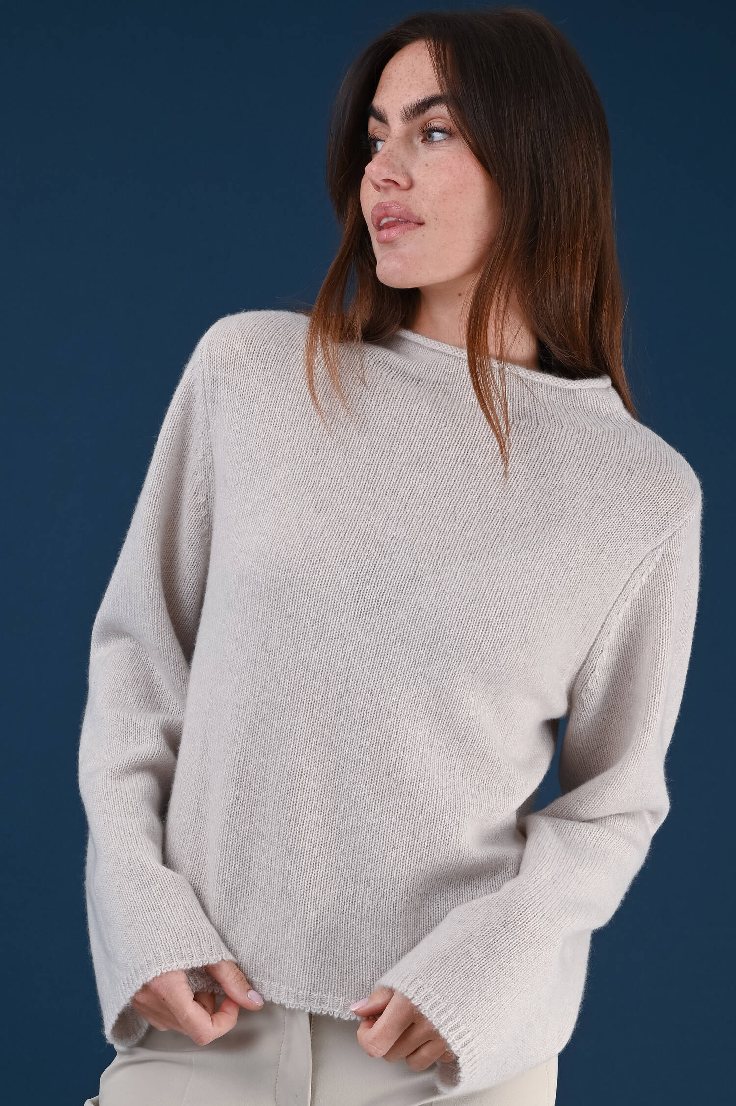 Cashmere Pullover in Marblegrau