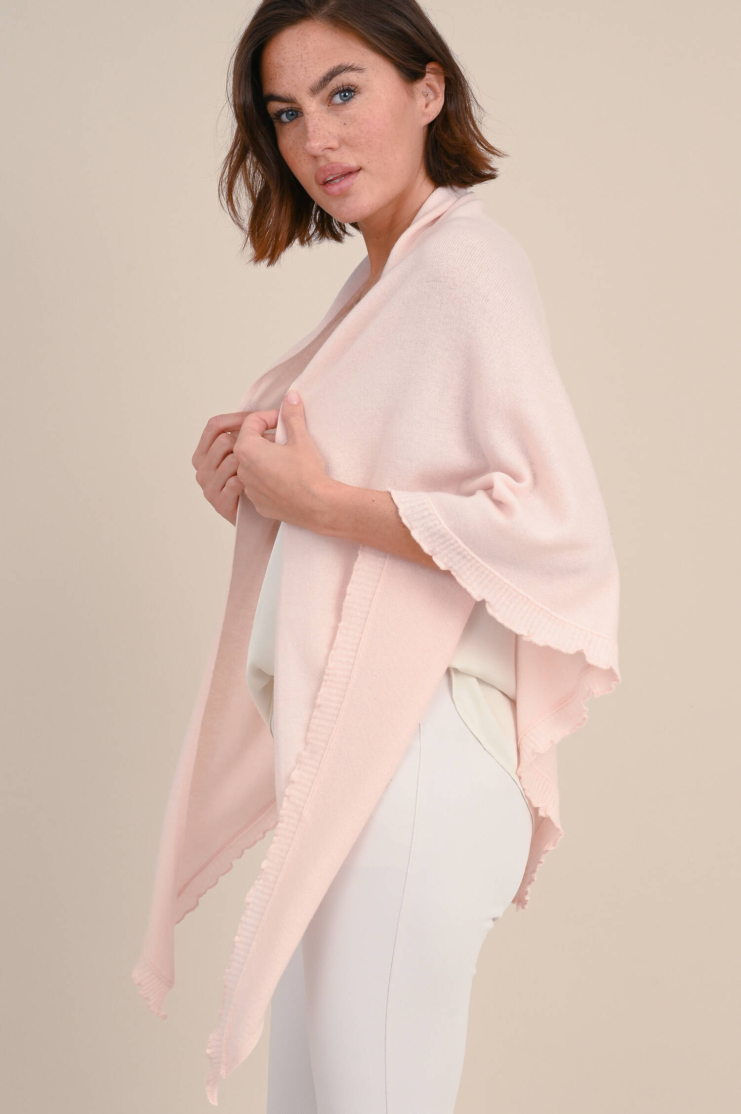 Poncho aus Woll-Cashmere-Mix in Rosa