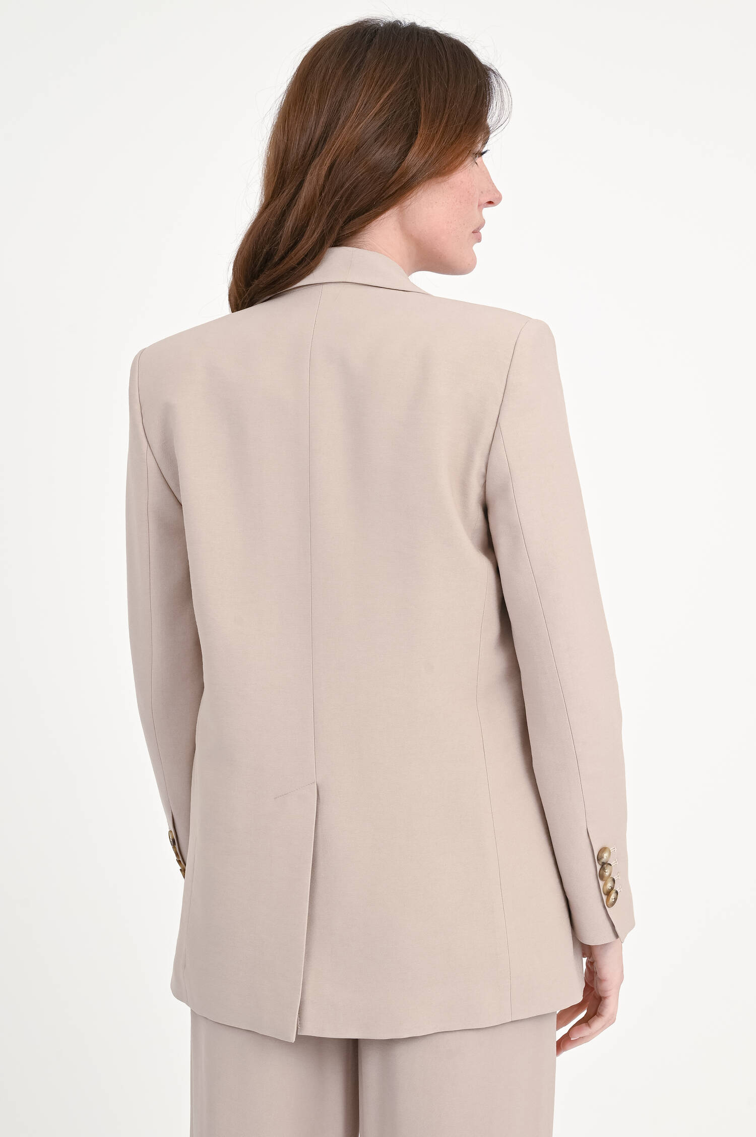 Zweireihiger Blazer aus Viskose-Mix in Taupe