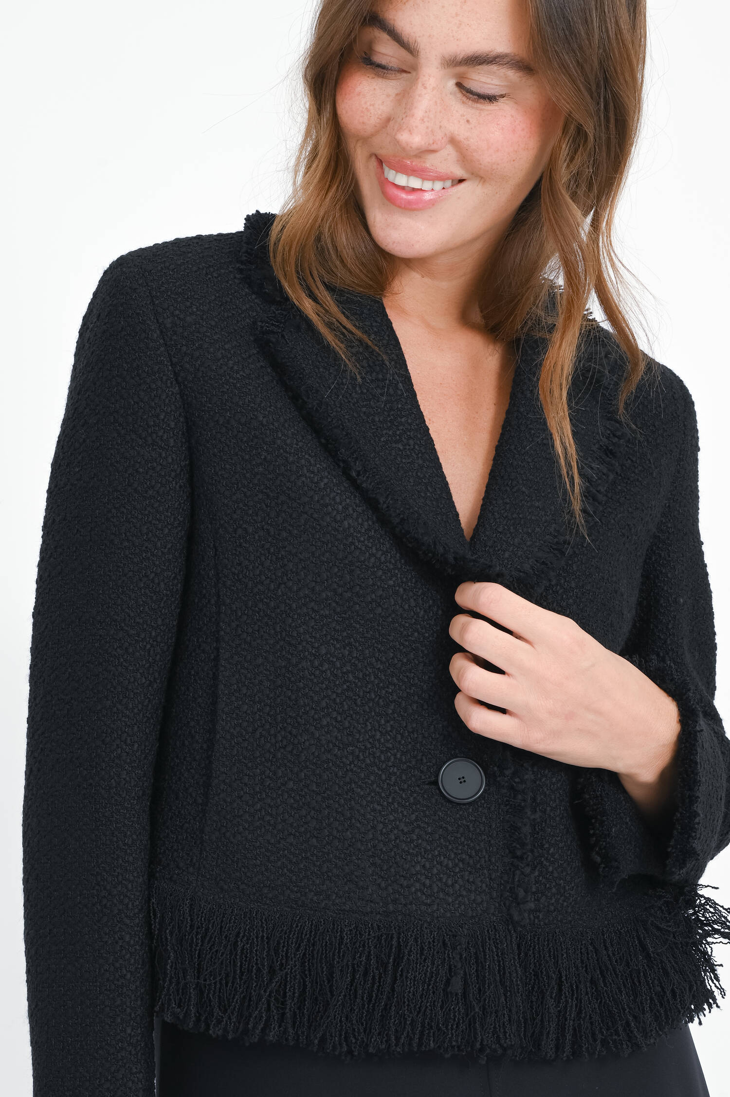 Kurze Tweed-Jacke in Black