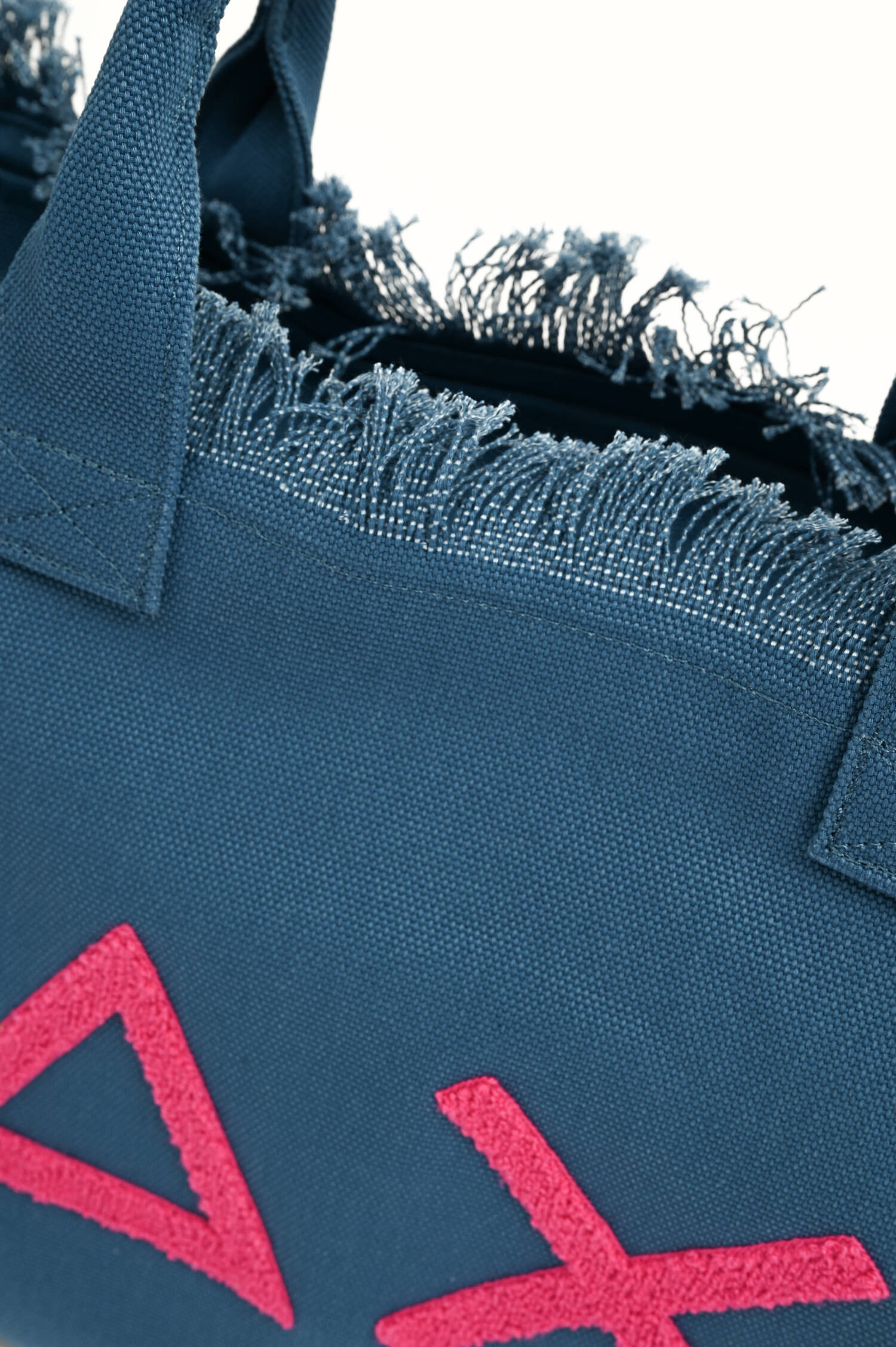Medium Canvas Tote mit Fransen in Blau
