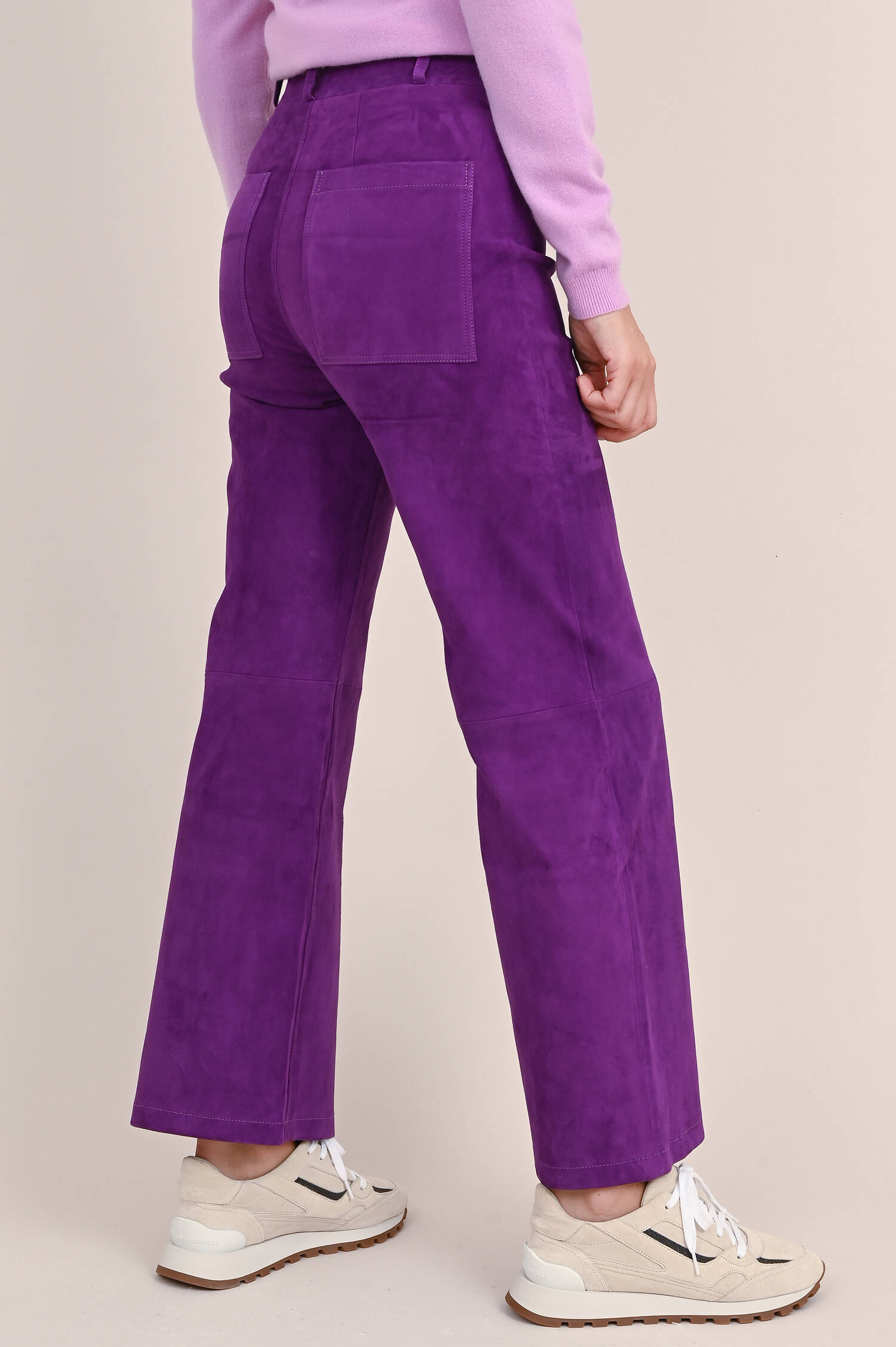 Velourslederhose GIANCINTA STRETCH in Violett