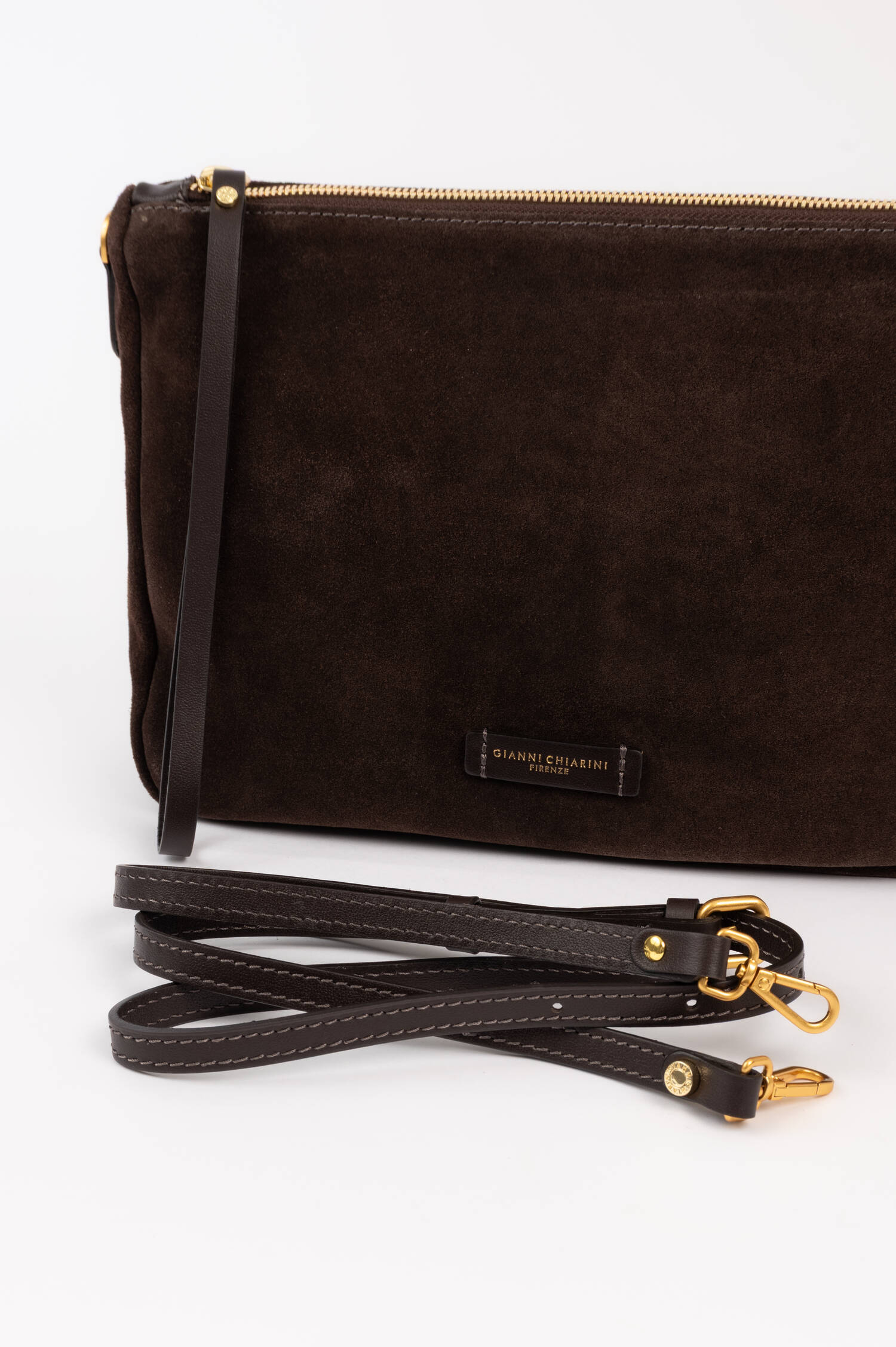 Veloursleder Pouch NORA in Mokka