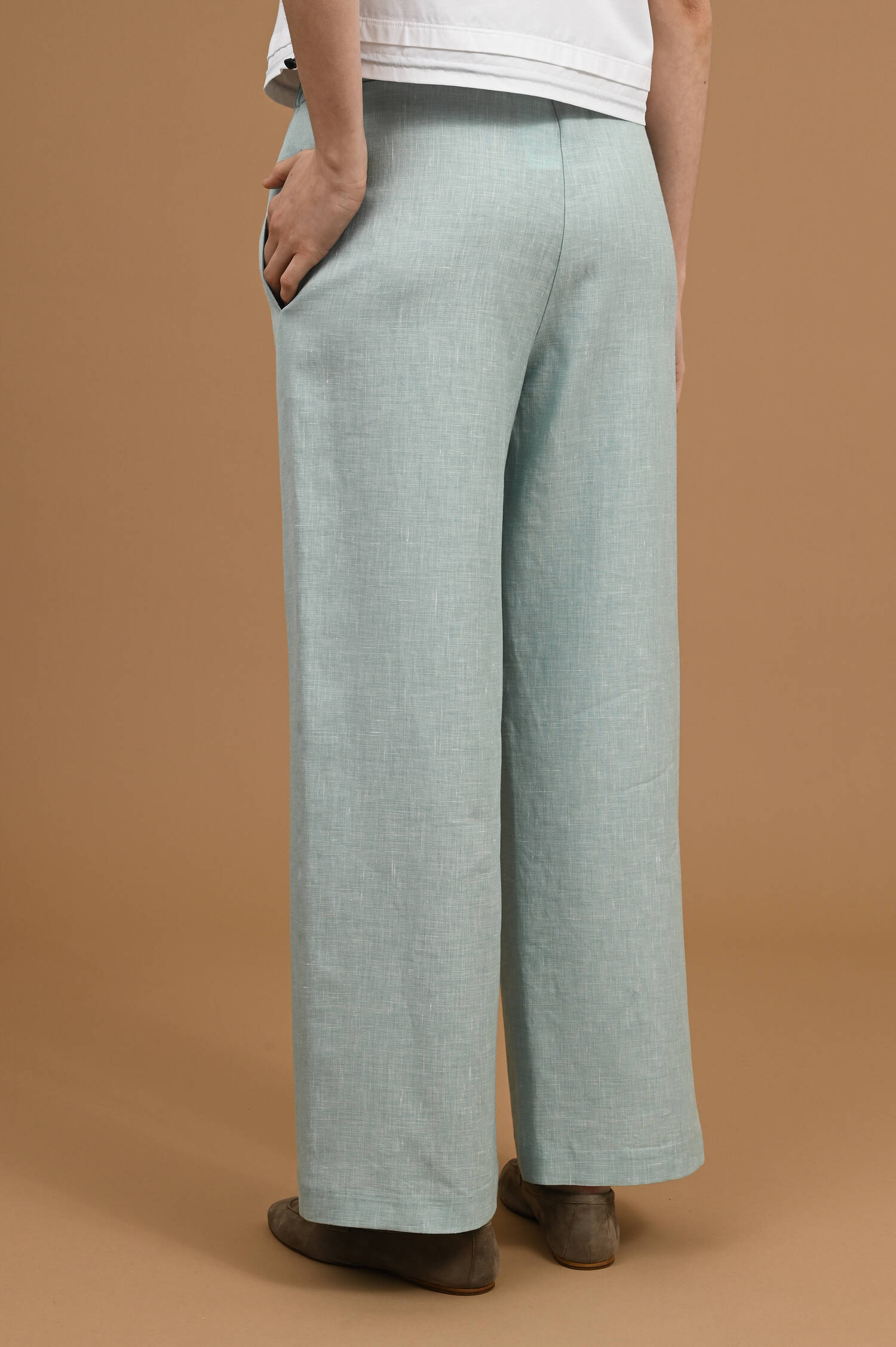 Leinenmix-Schlupfhose in Aquamarineblau Leinenmix-Schlupfhose in Aquamarineblau