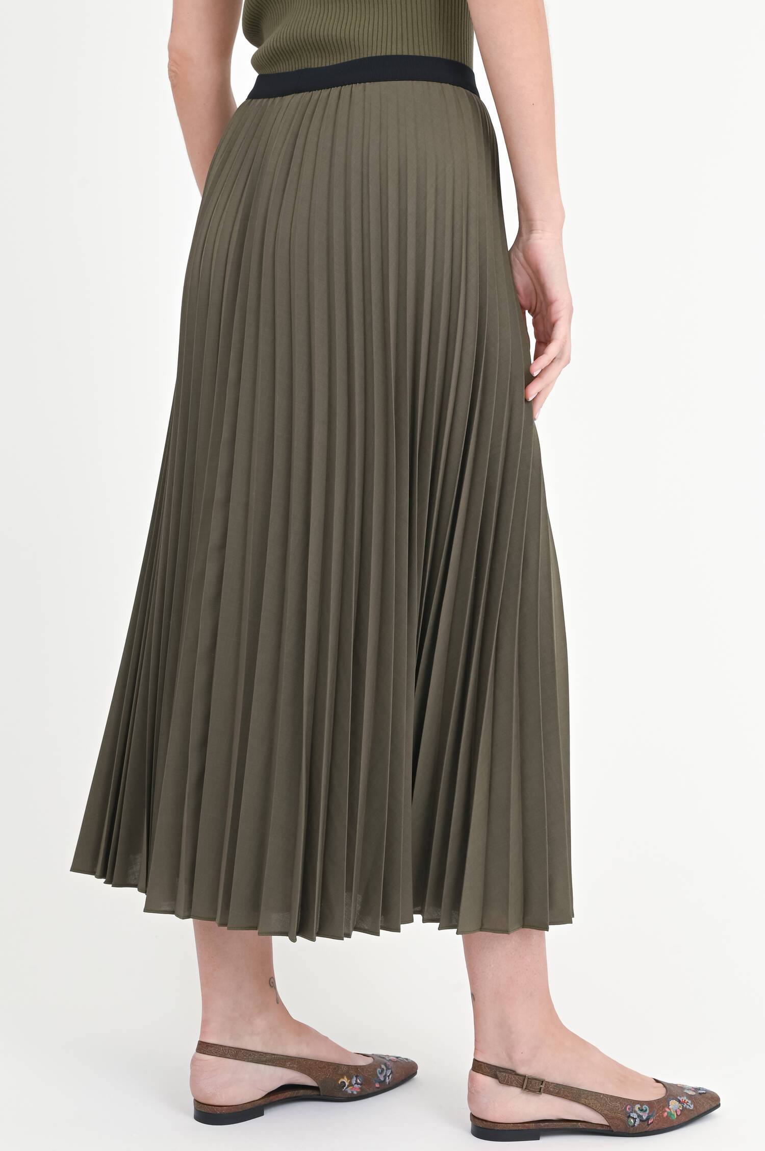 Midi-Plisseerock in Khaki Midi-Plisseerock in Khaki