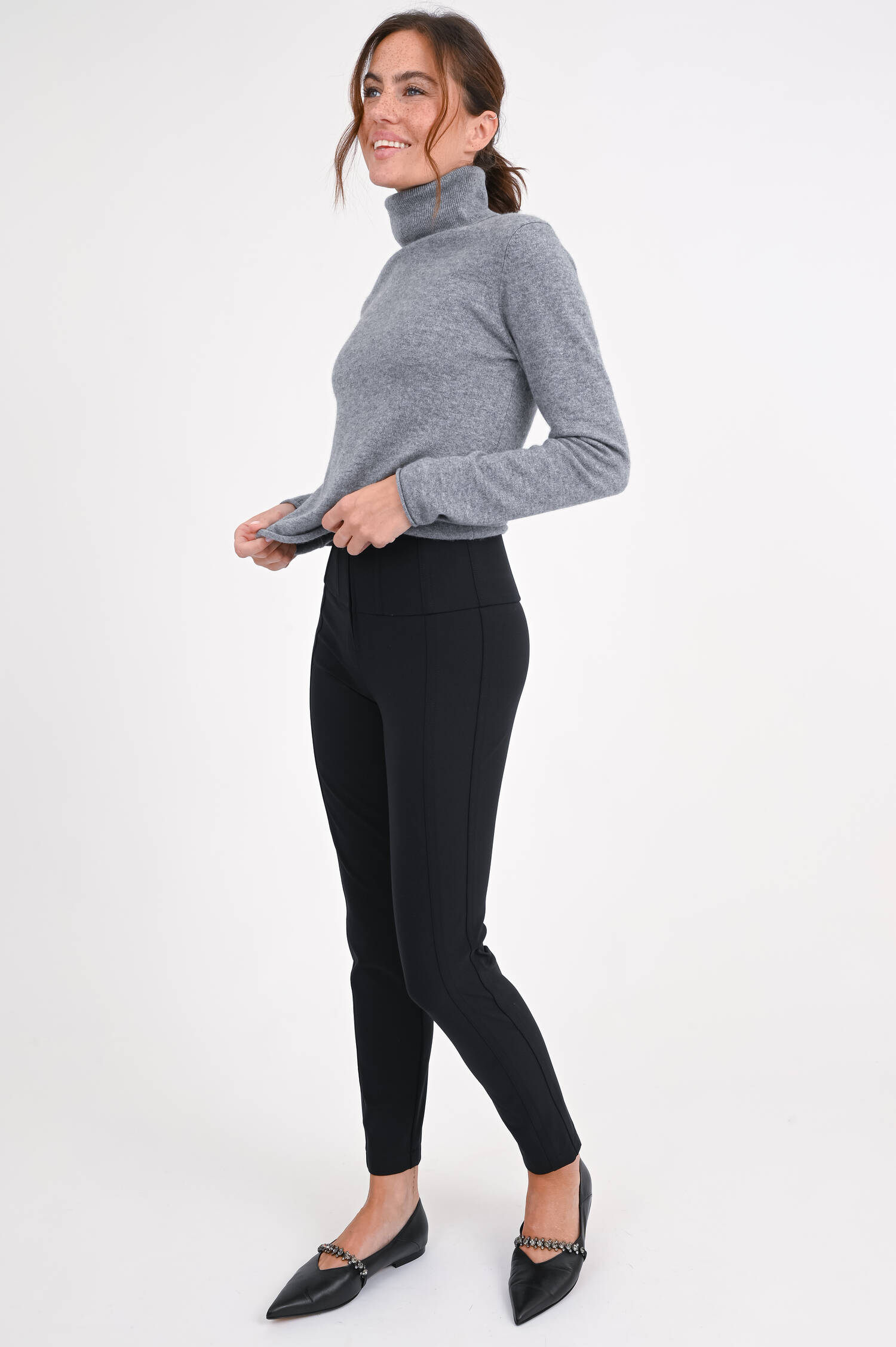 Cashmere-Rollkragenpullover in Grau