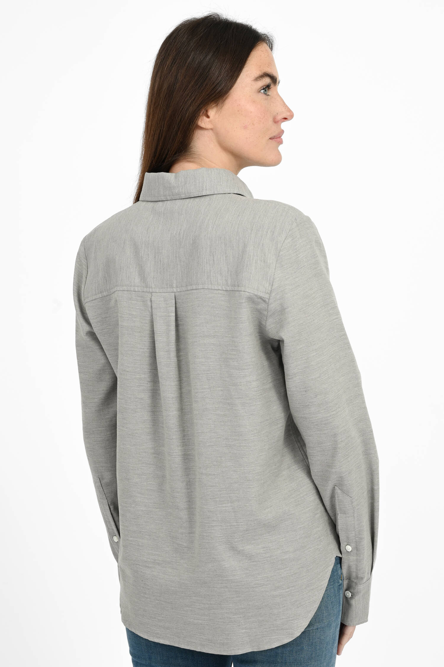 Baumwoll-Cashmere Bluse in Light Grey Melange Baumwoll-Cashmere Bluse in Light Grey Melange