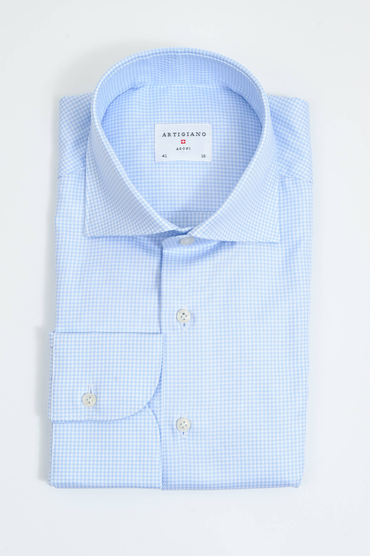 Pepita Hemd aus Baumwolle in Hellblau/Weiß