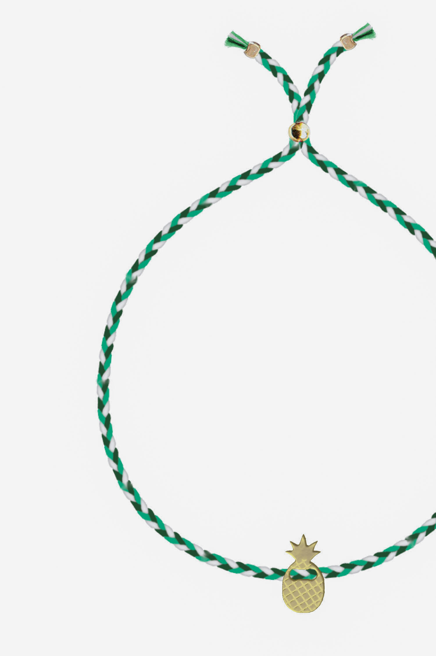 Armband mit goldener ANANAS in Grün/Weiß 