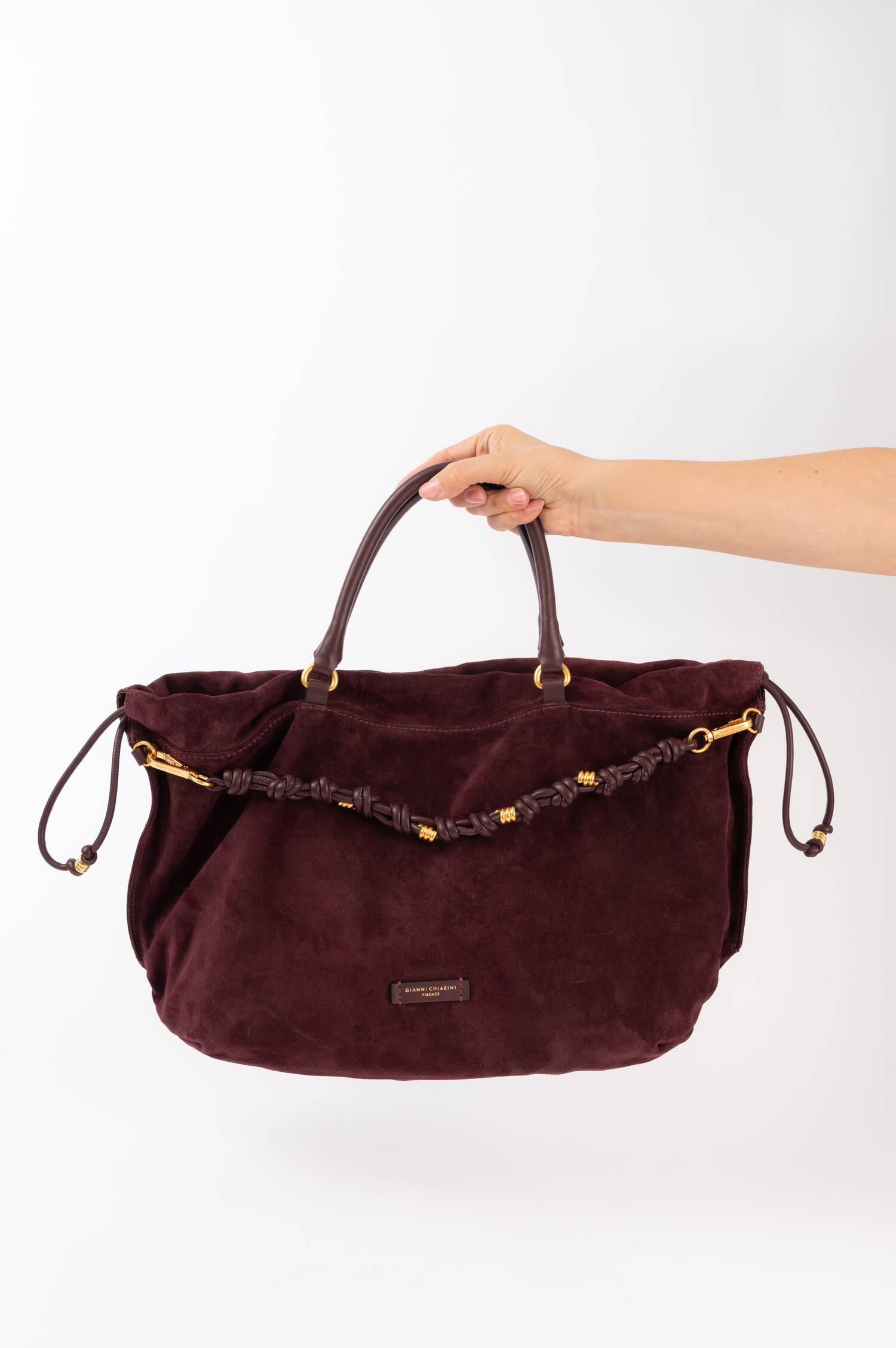 Veloursleder Tasche MORGAN in Bordeaux