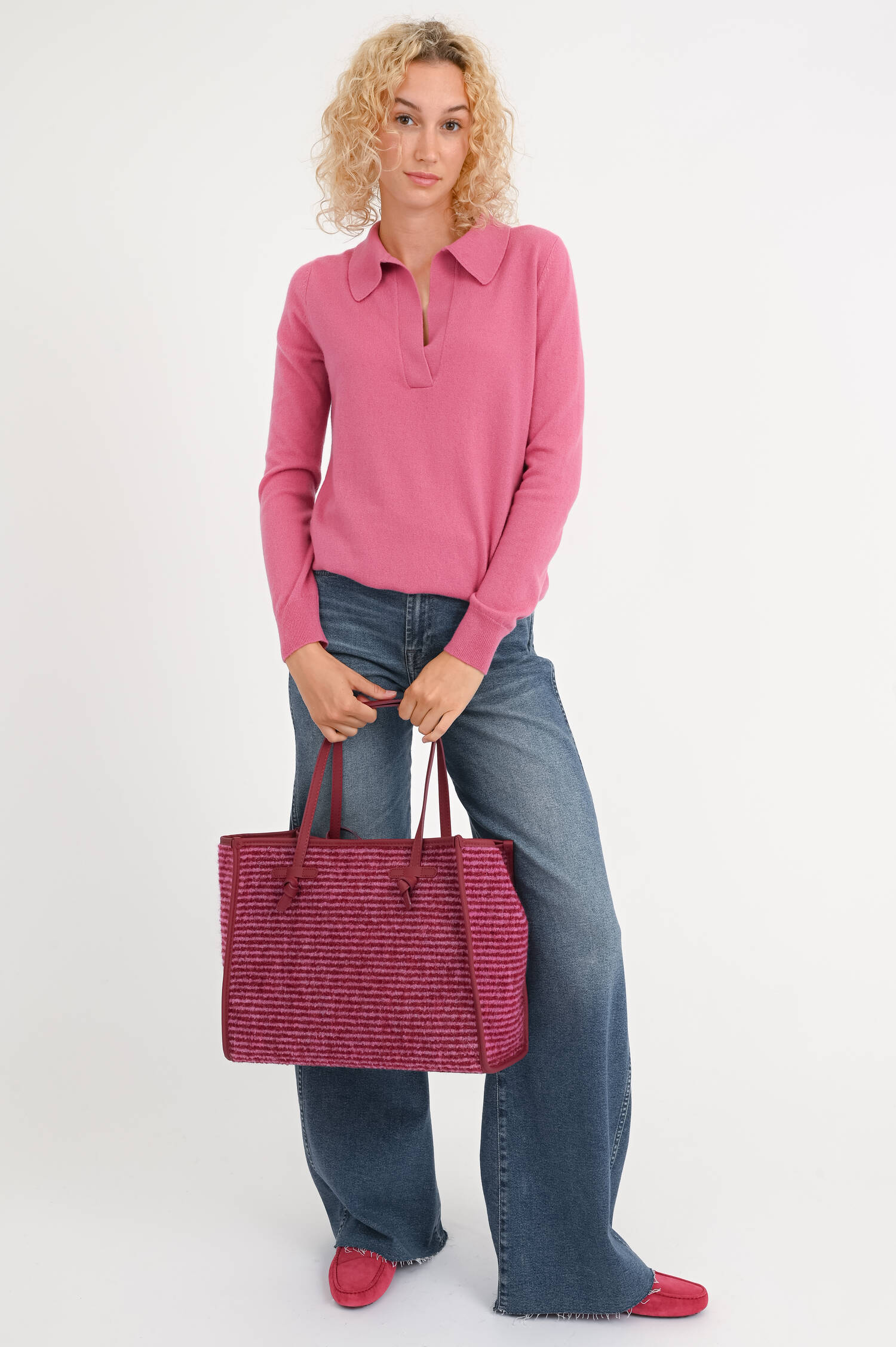 Cashmere-Polo JOSEFINE in Rose Pink