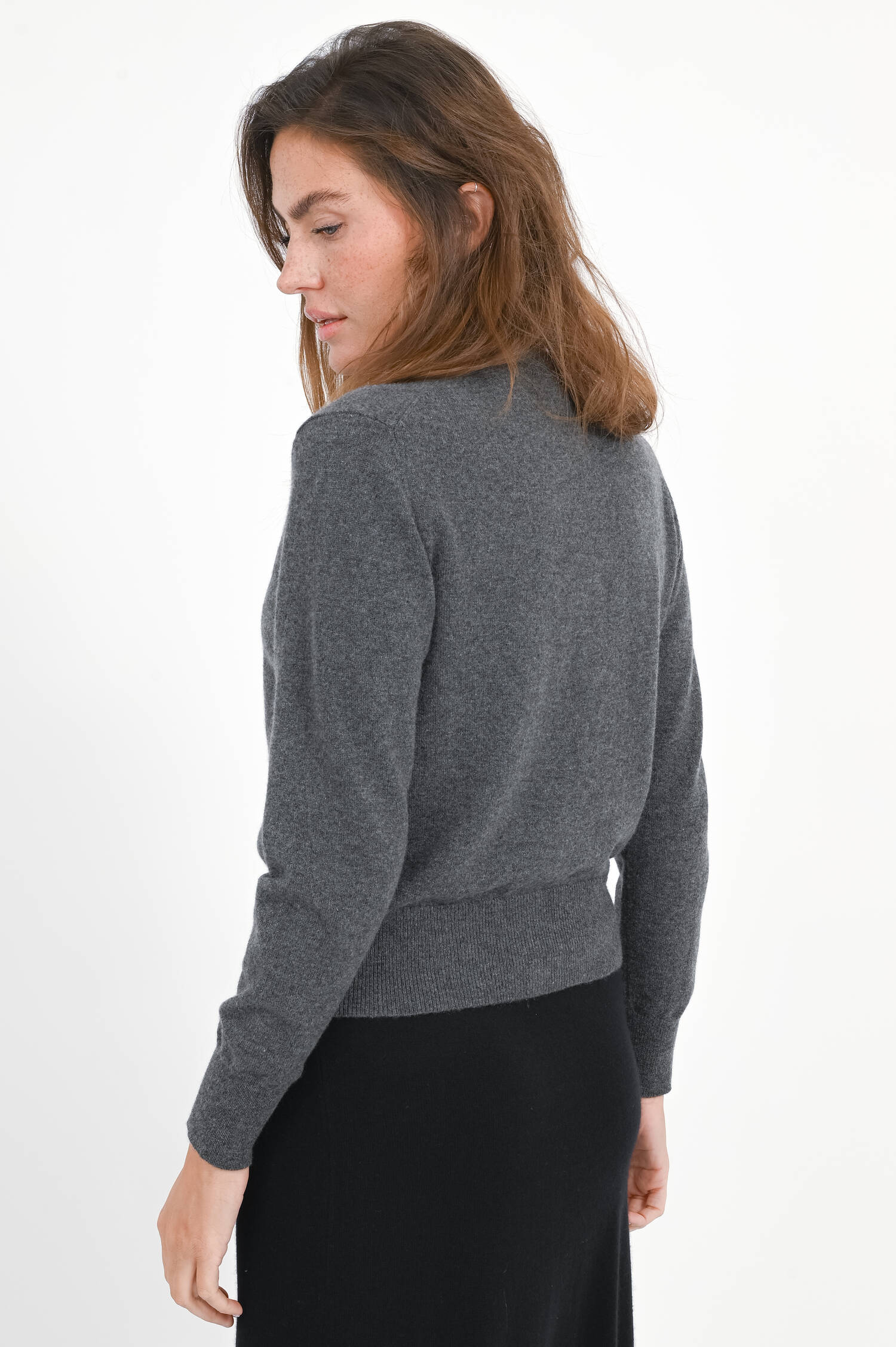 Cashmere-Cardigan in Dunkelgrau