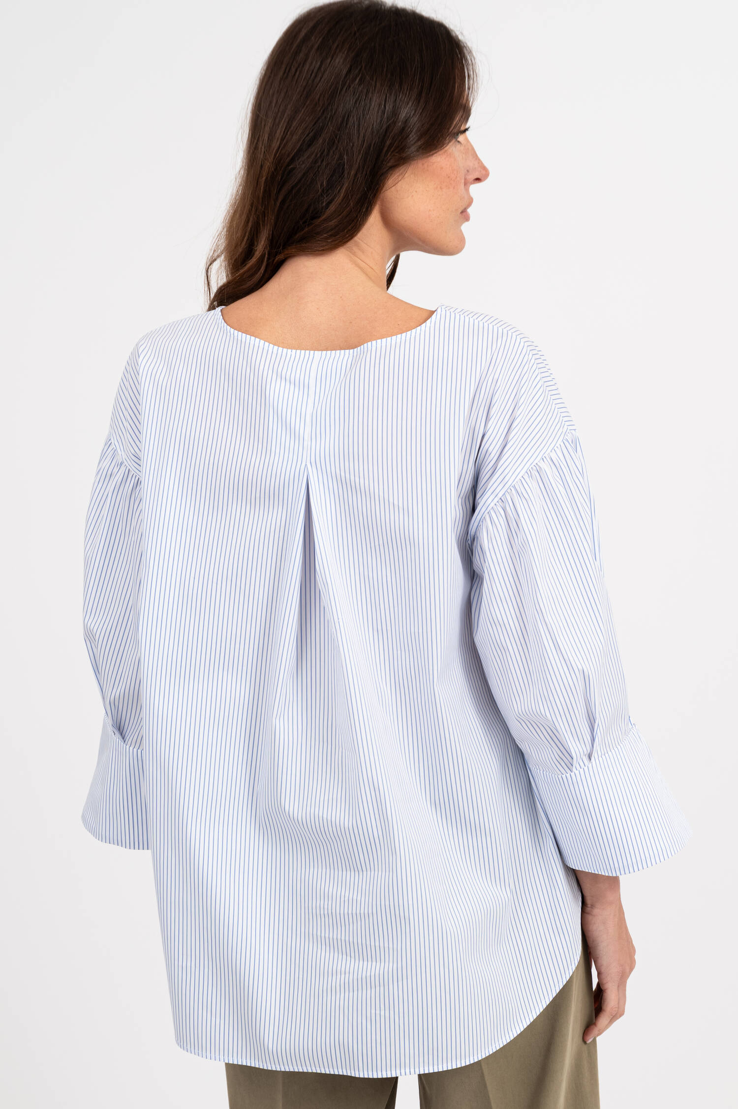 Bluse mit Streifen in Weiß/Blau