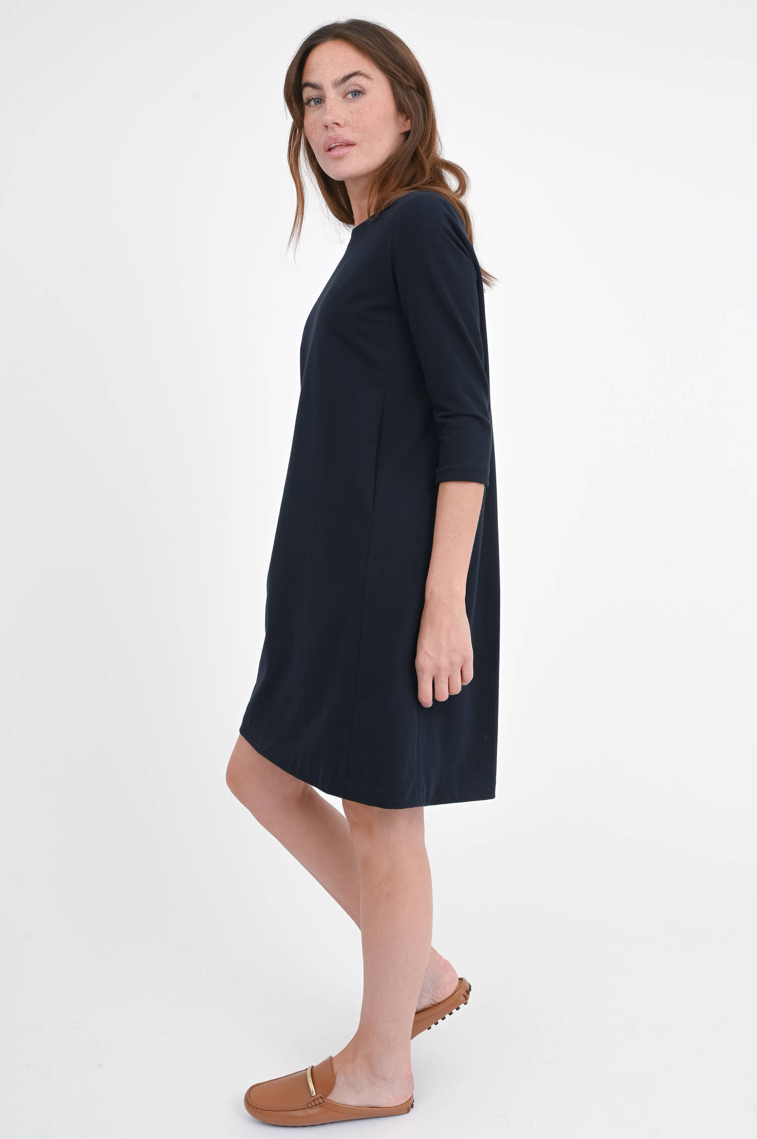 Jersey-Kleid mit 3/4 Arm in Navy