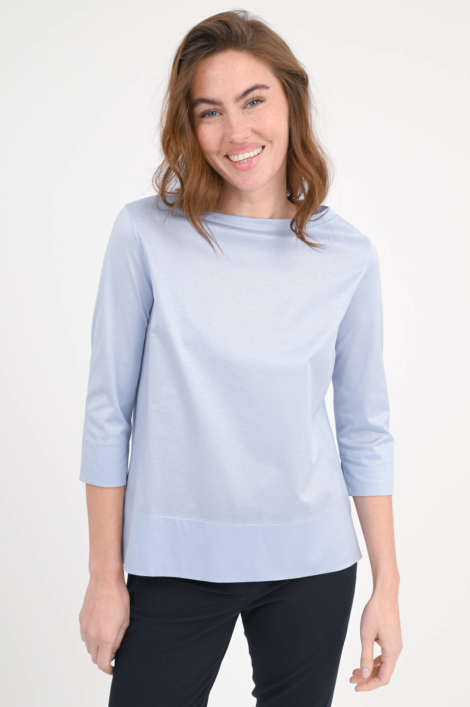 T-Shirt mit 3/4 Arm in Hellblau