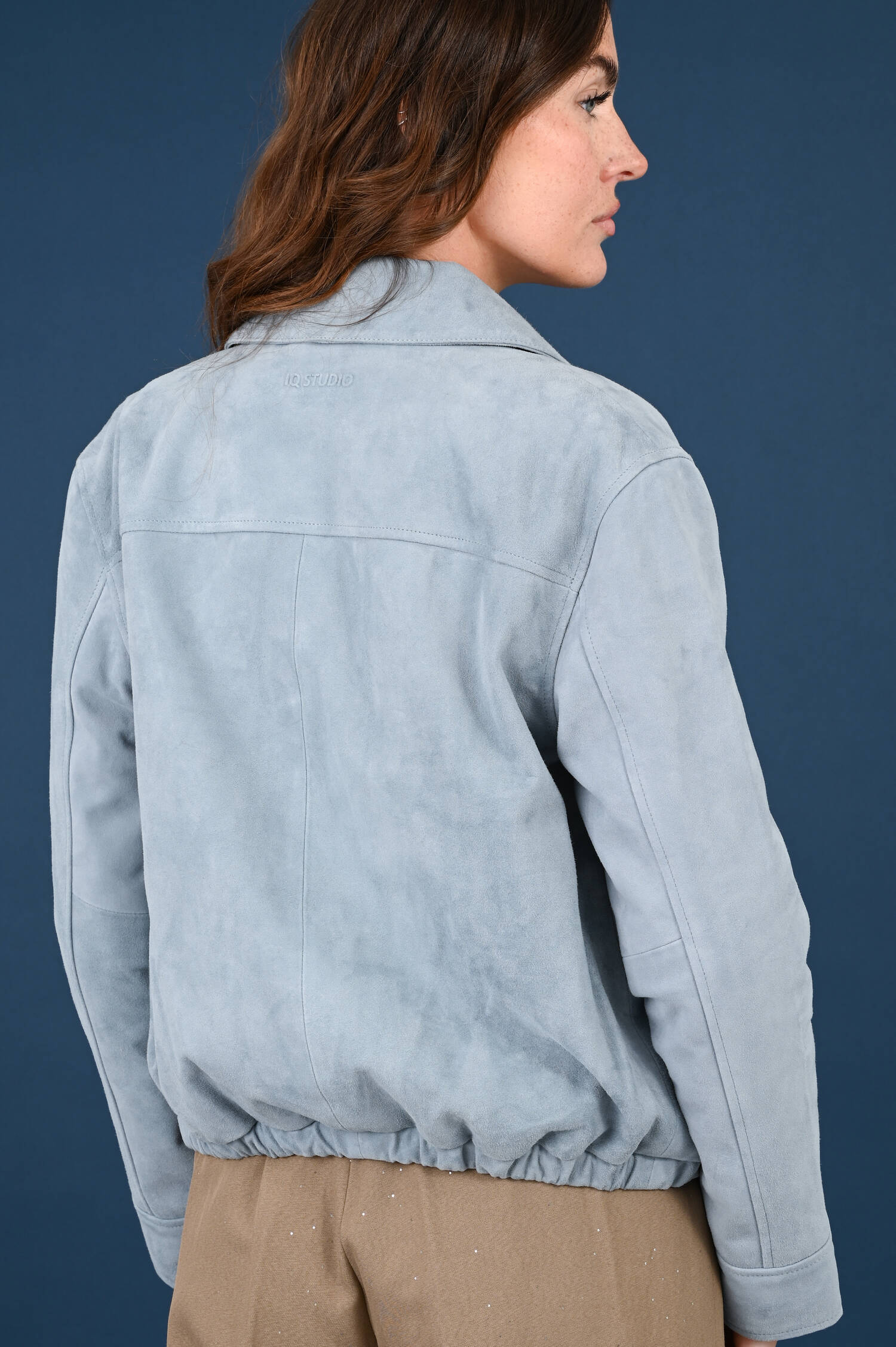 Velourslederjacke in Stoneblue