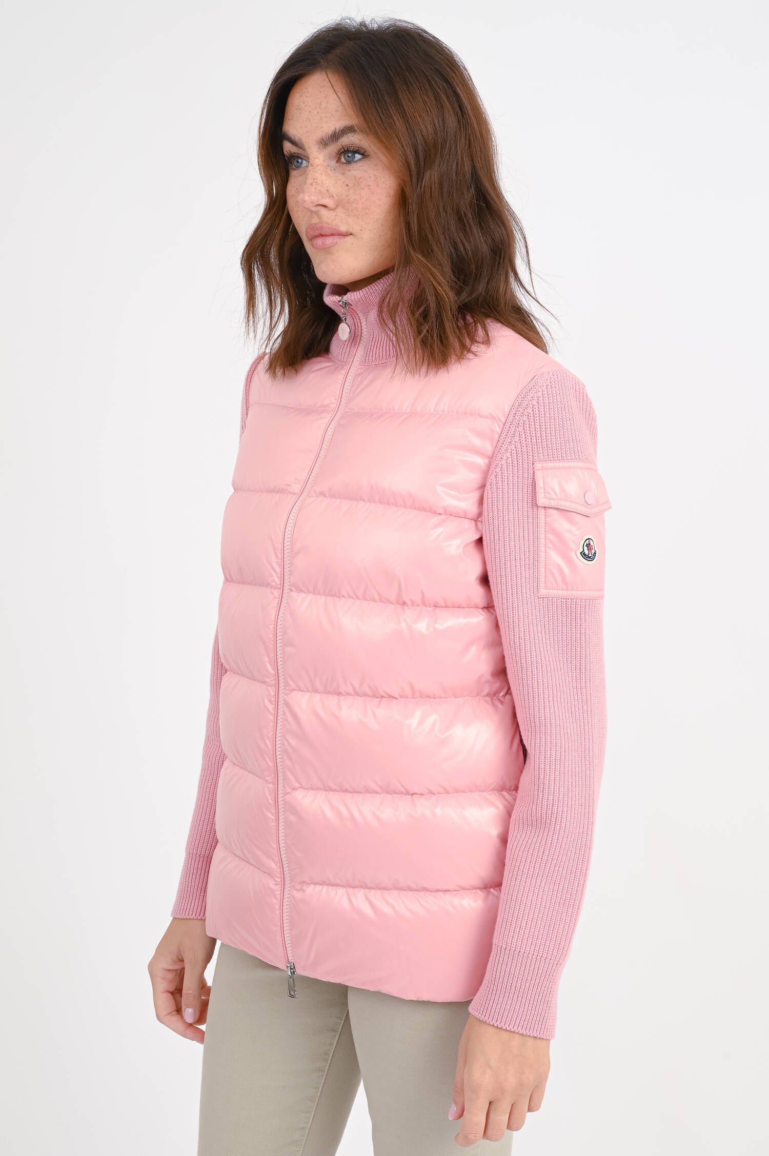 Hybrid Strickjacke in Rosa