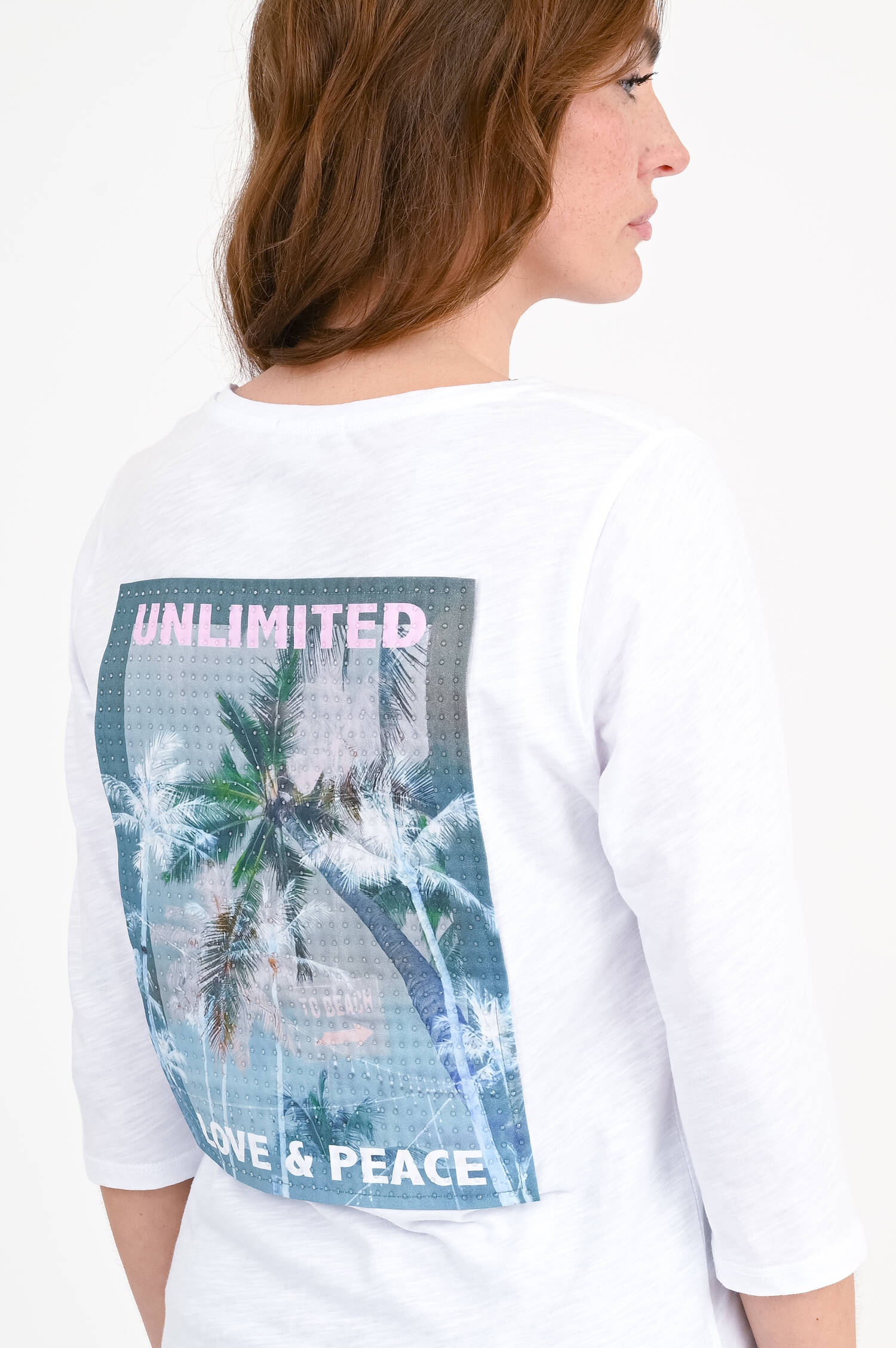 T-Shirt mit XXL Backprint in Weiß/Grün