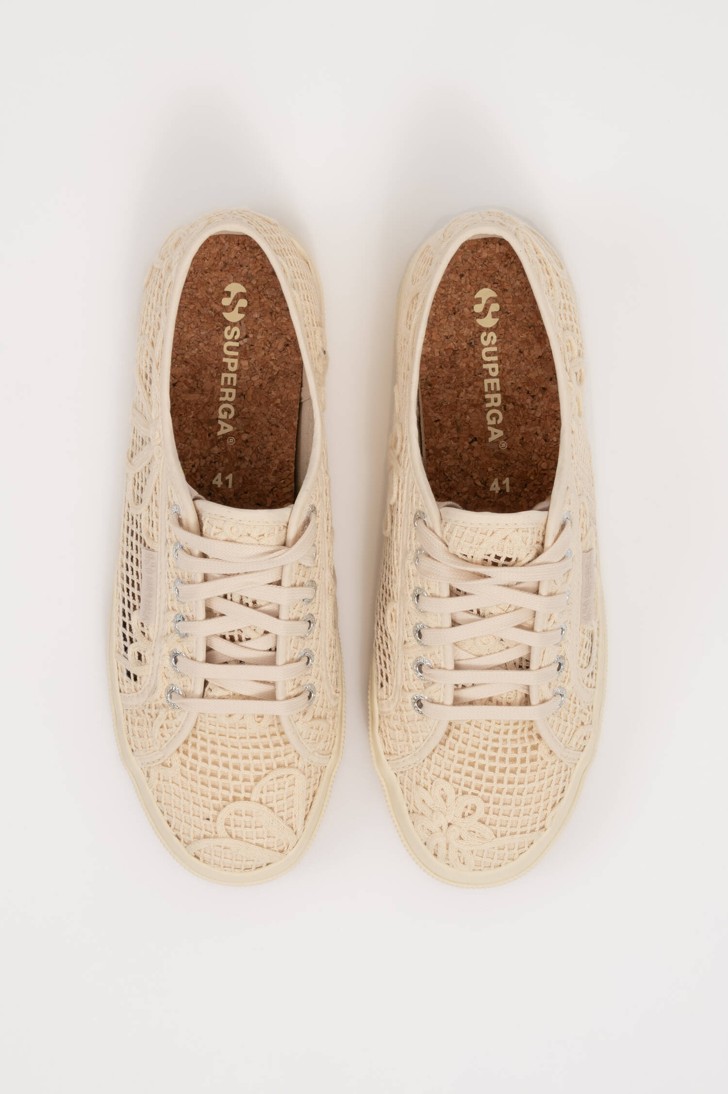 Sneaker NET FLOWER CROCHET in Creme