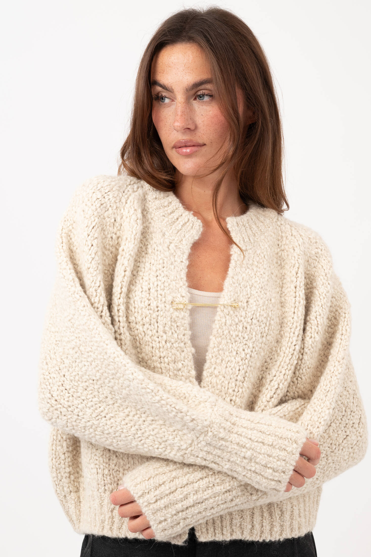 Alpaka-Woll-Cardigan CONNIE in Beige Alpaka-Woll-Cardigan CONNIE in Beige