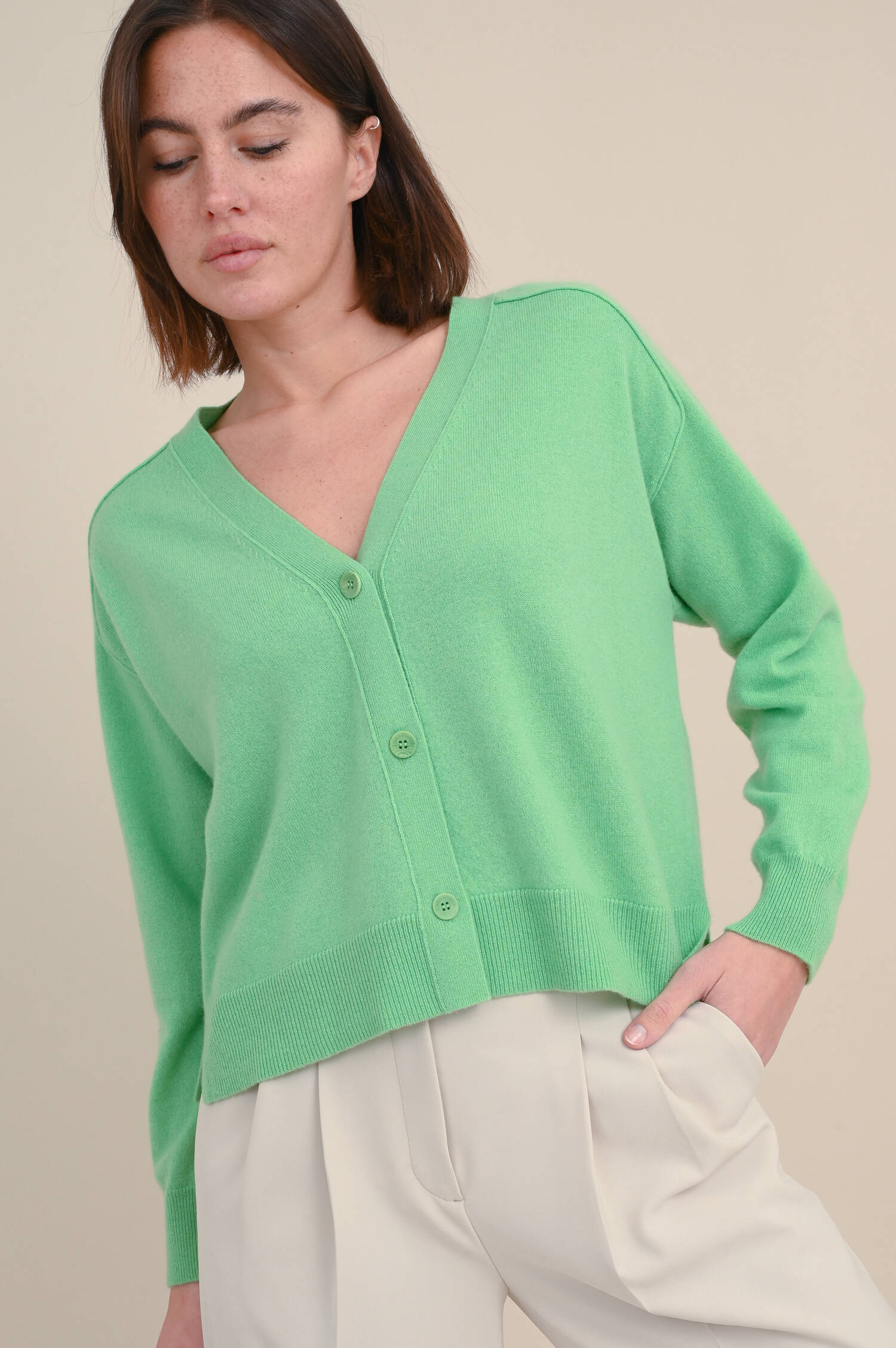 Cashmere Strickweste in Grün Cashmere Strickweste in Grün