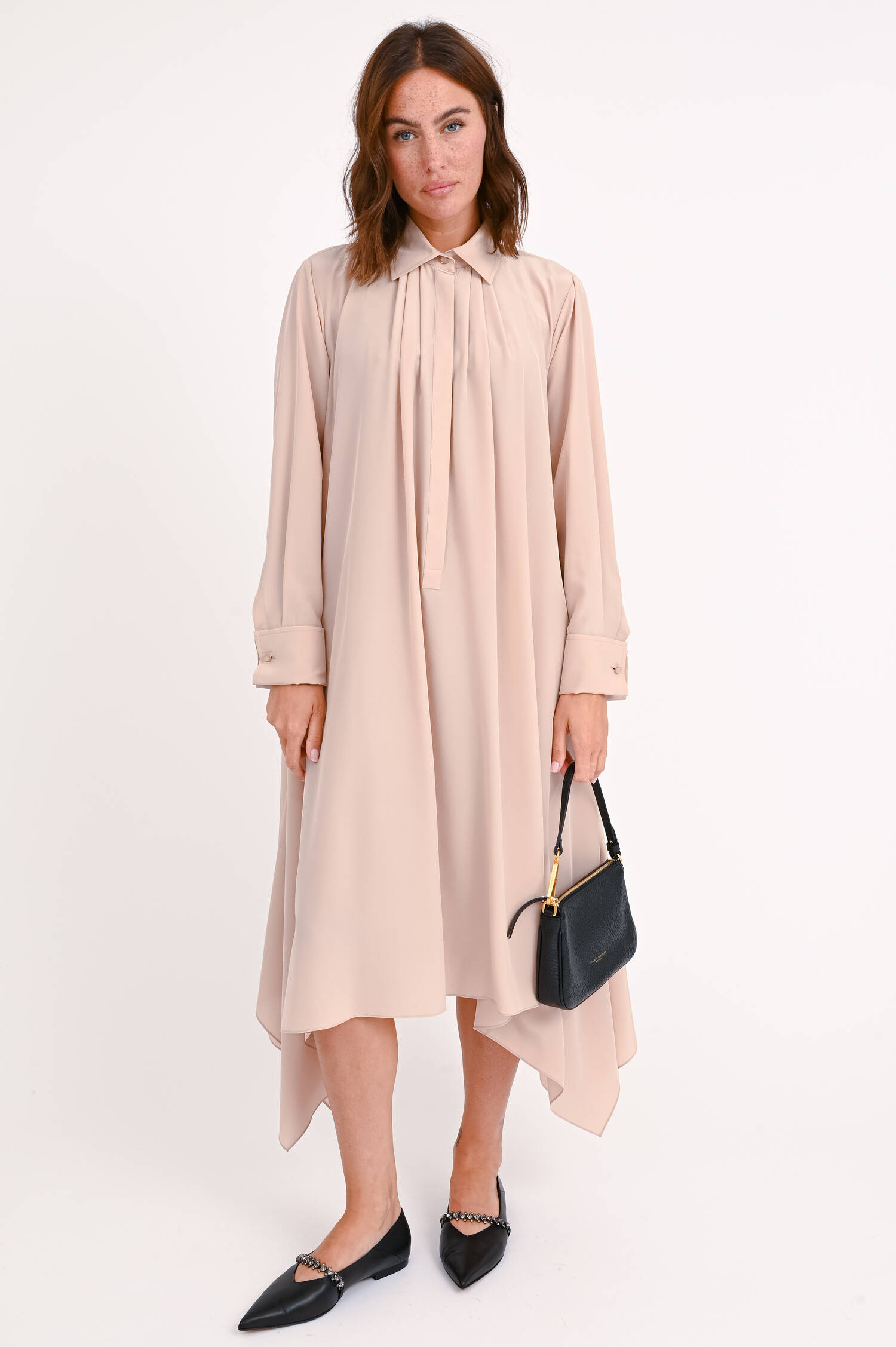 Asymmetrisches Seidenkleid CALCA in Blush