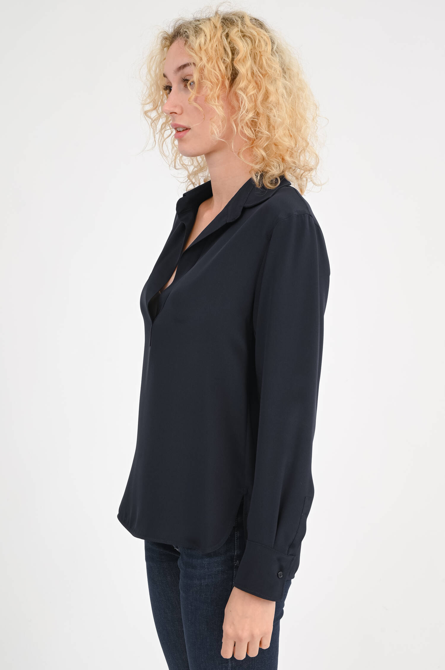 Seidenbluse ZANZERO in Navy