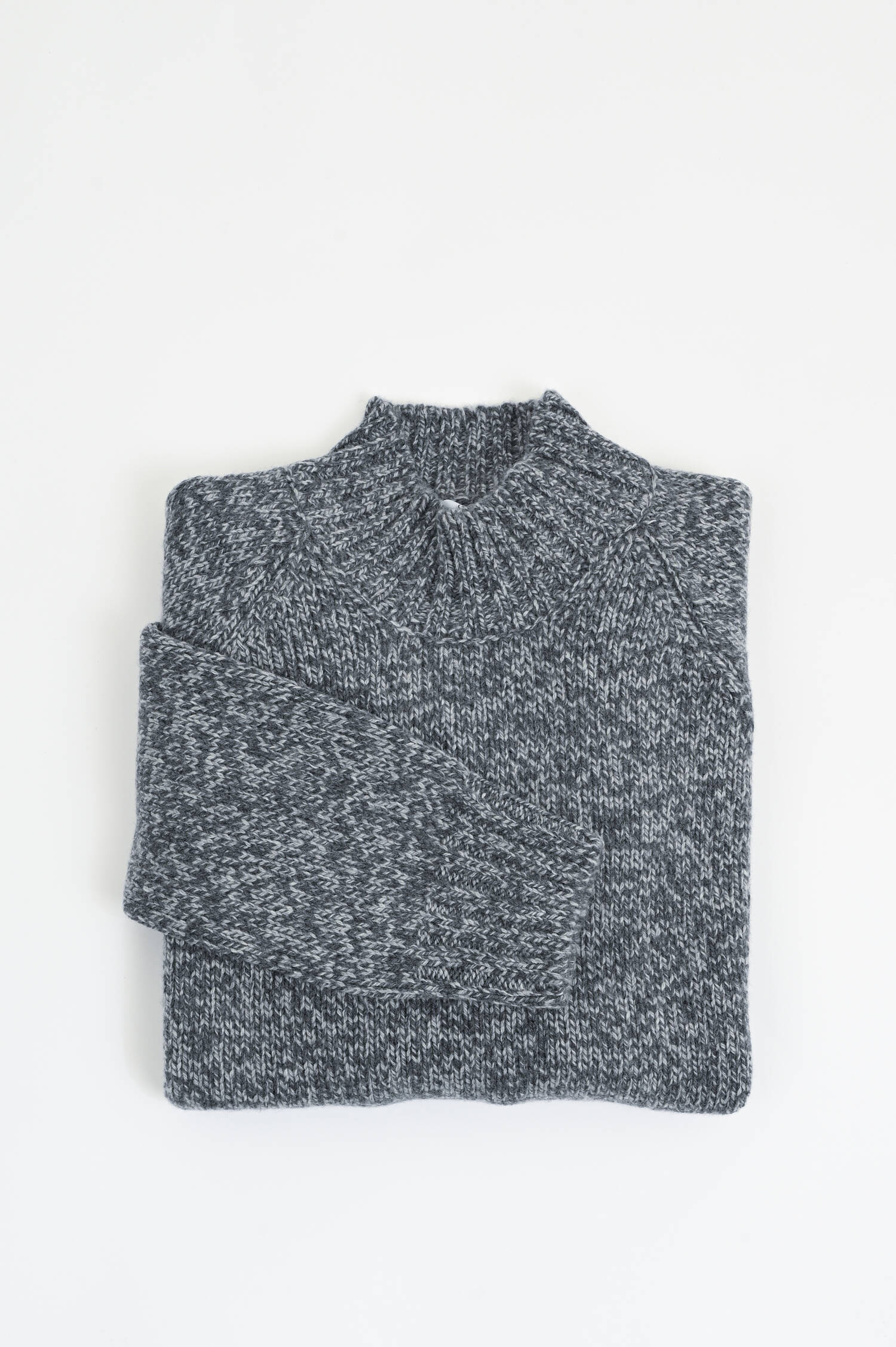 Strickpullover aus Wolle in Grau meliert