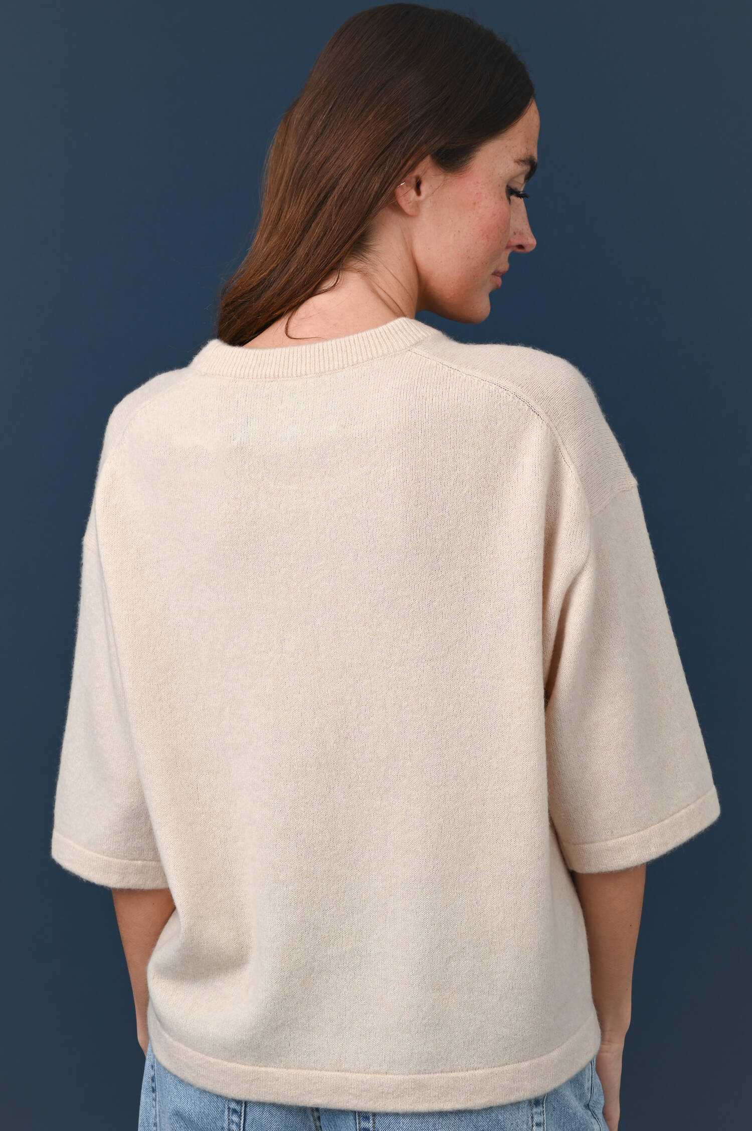 Pullover aus Cashmere-Baumwolle in Dunebeige
