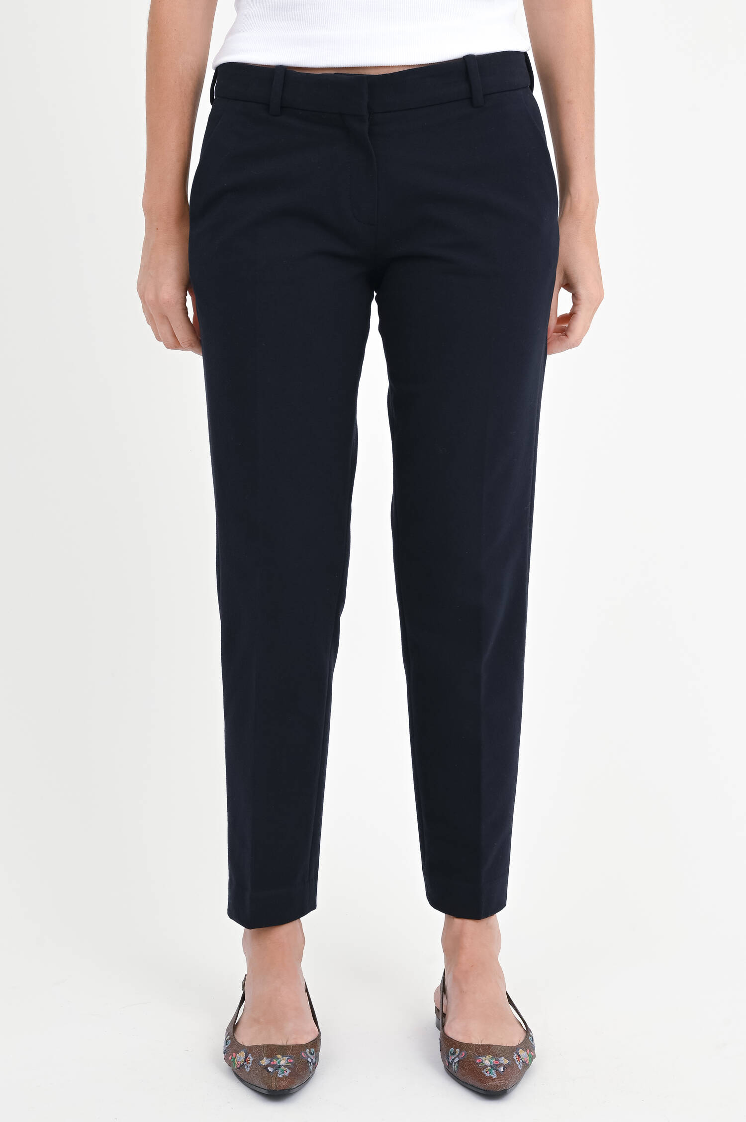 Schmale Hose aus Baumwoll-Mix in Navy