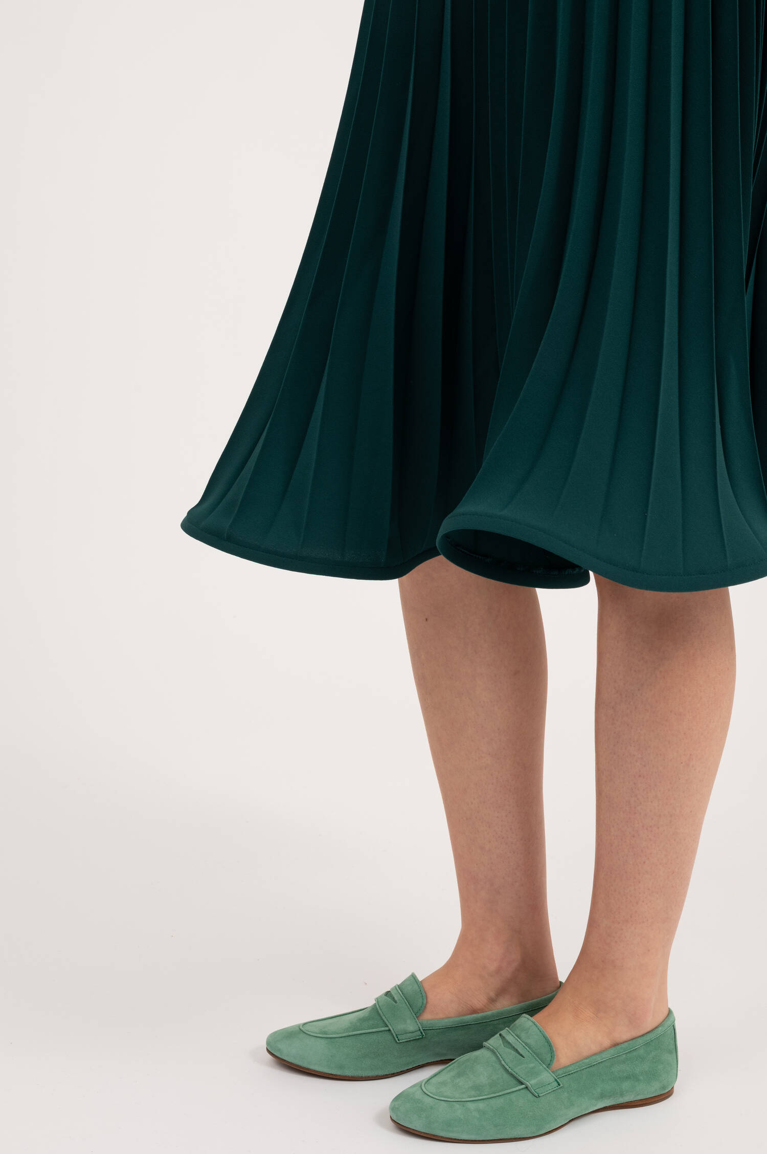 Plissee Kleid in Dunkelgrün