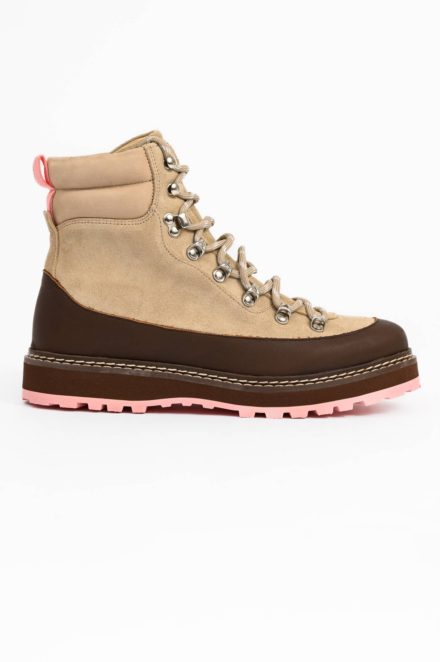 Veloursleder-Wanderschuh in Sand/Brown/Pink
