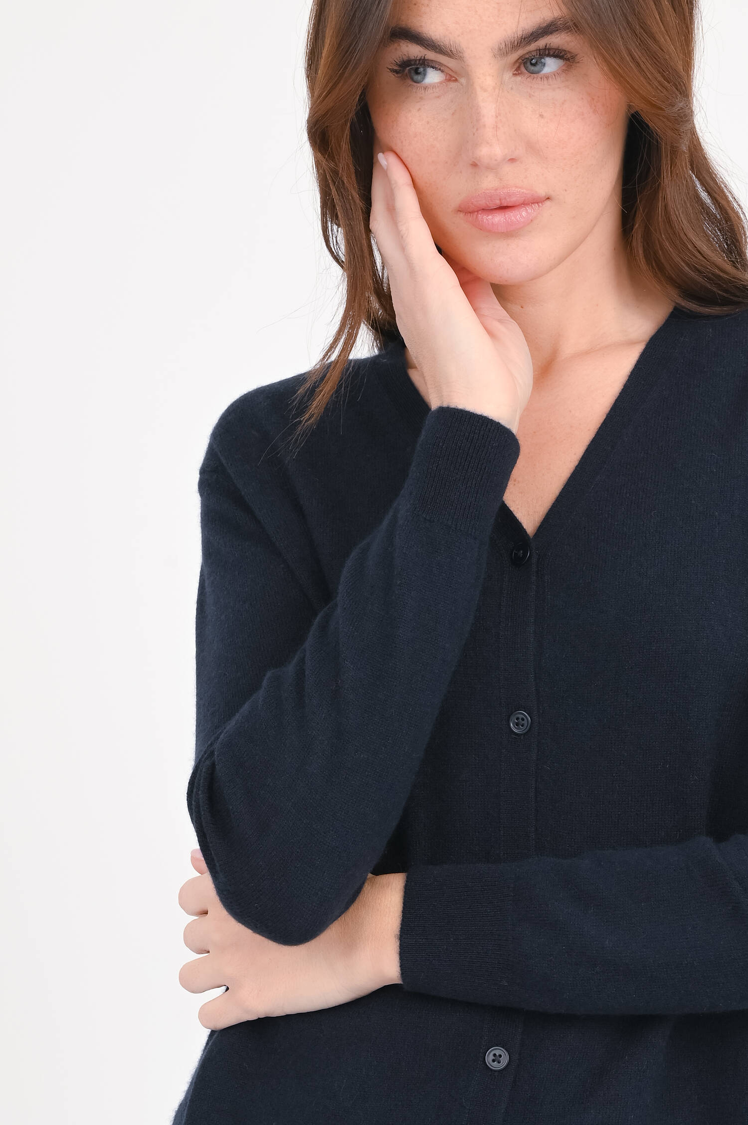 Cashmere-Strickweste mit V-Neck in Navy