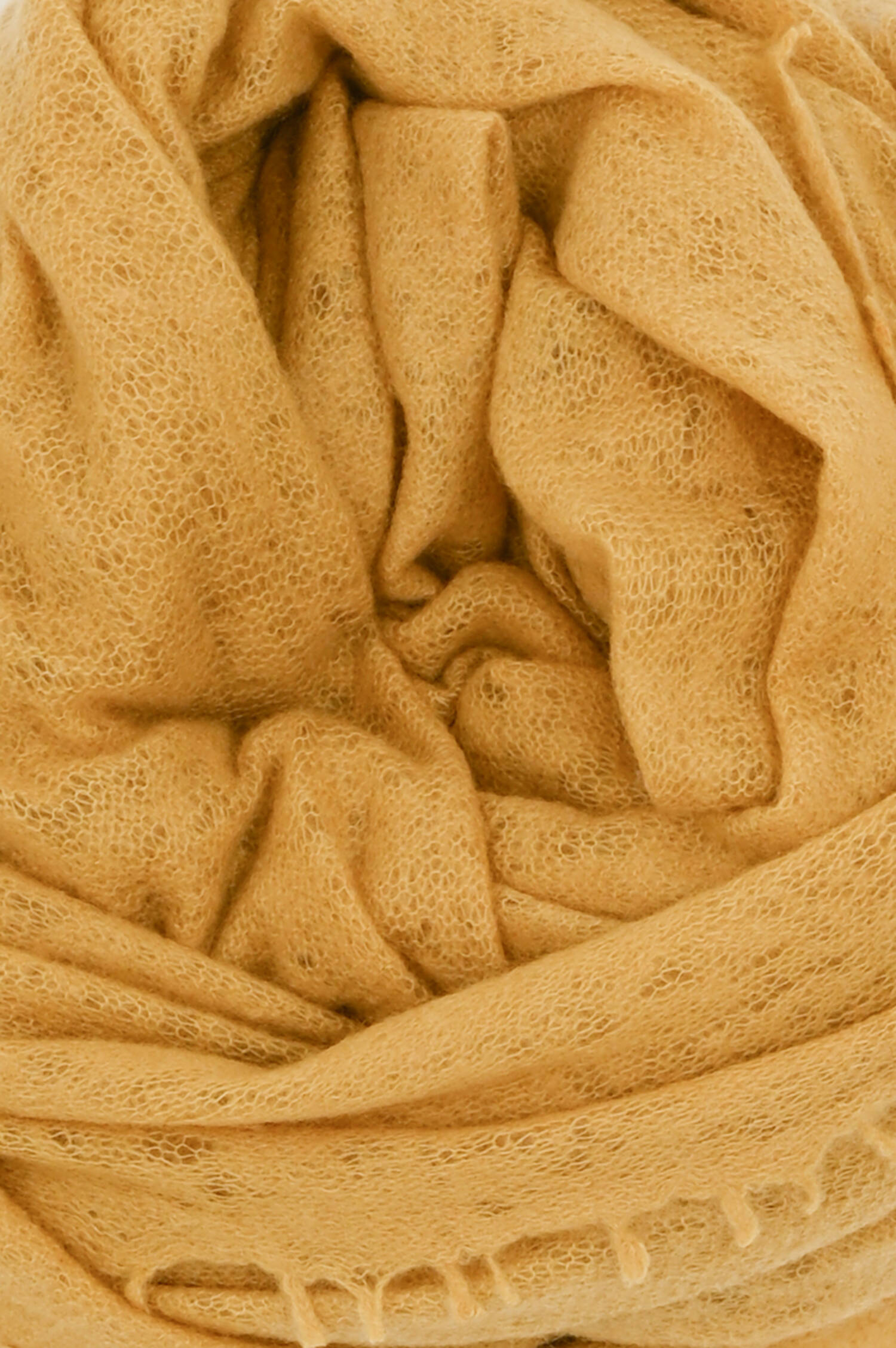 Cashmere Schal mit Fransenkante in Korngelb