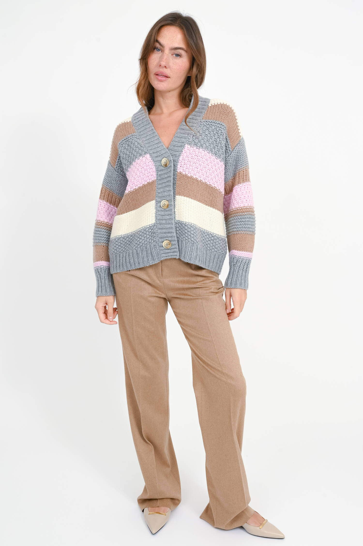 Strickjacke aus Woll-Cashmere-Mix in Candy Stripe