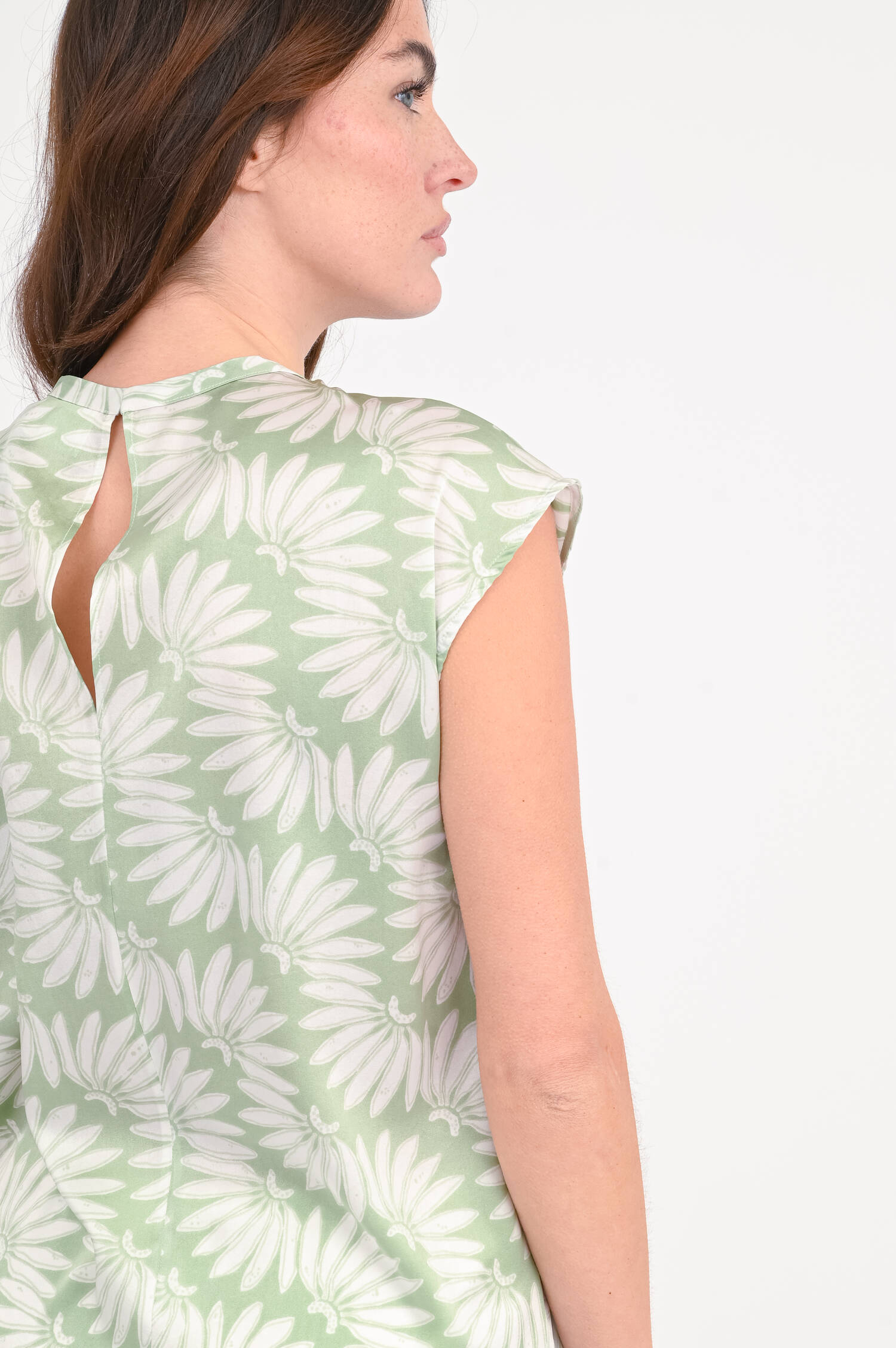 Seiden-Top FELLNI in Salbei/Weiß gemustert