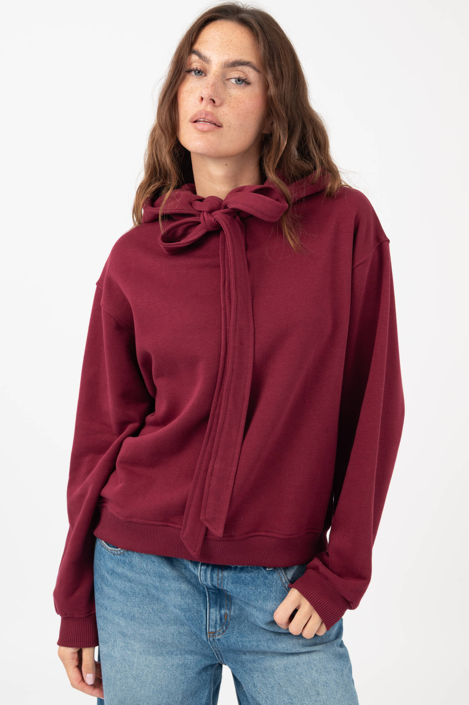 Hoodie mit Schleife in Bordeaux