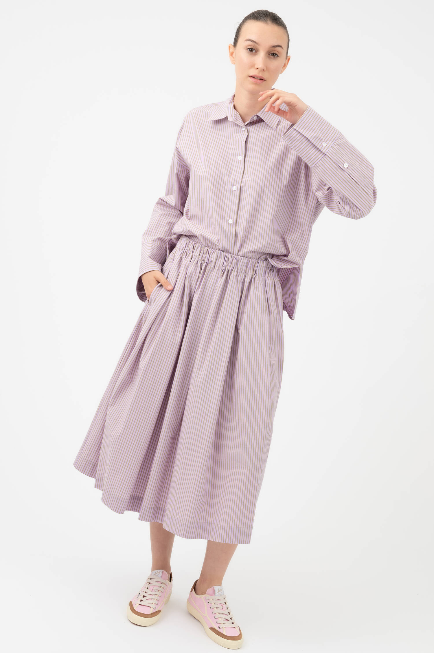 Midi-Rock GONNA in Violett/Beige